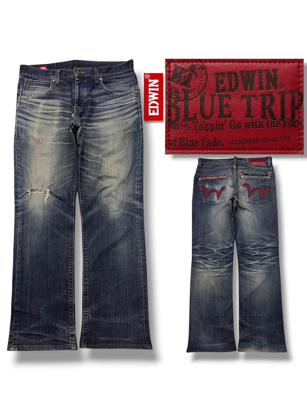 Edwin Vintage Edwin Blue Trip Japan Denim Jeans | Vintage Fade W35 Size US 35 - 1 Thumbnail