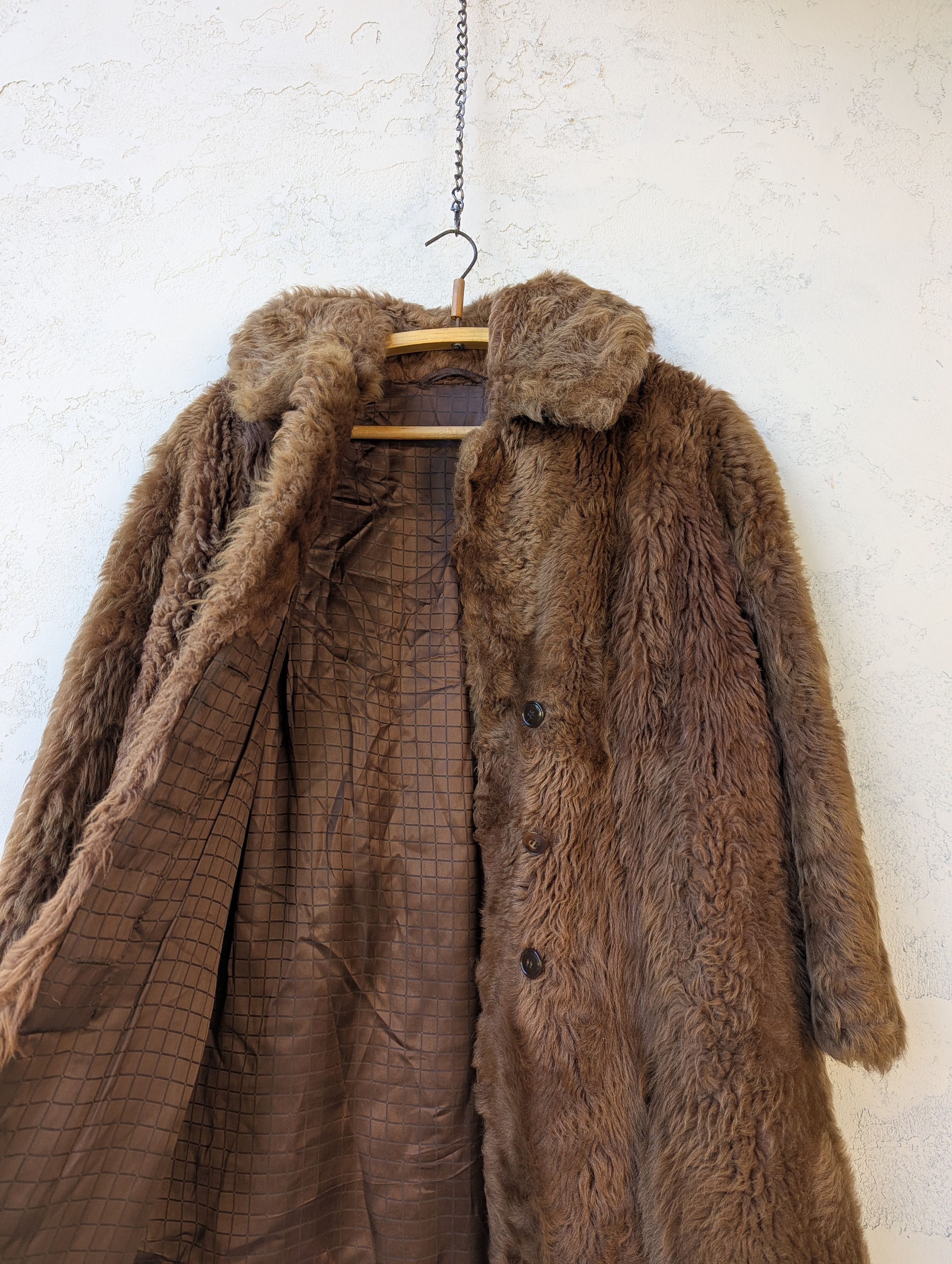 Vintage Women’s Long Brown Real Fur Coat L/XL