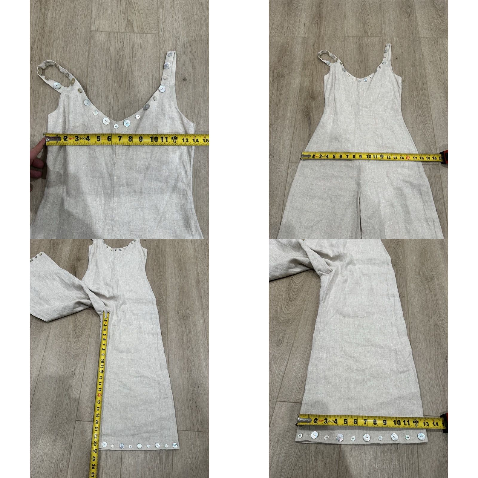 Staud Staud Jumpsuit One-Piece XS Tan Linen Wide-Leg Women's Beige Brown Colour Size 26" / US 2 / IT 38 - 8 Thumbnail