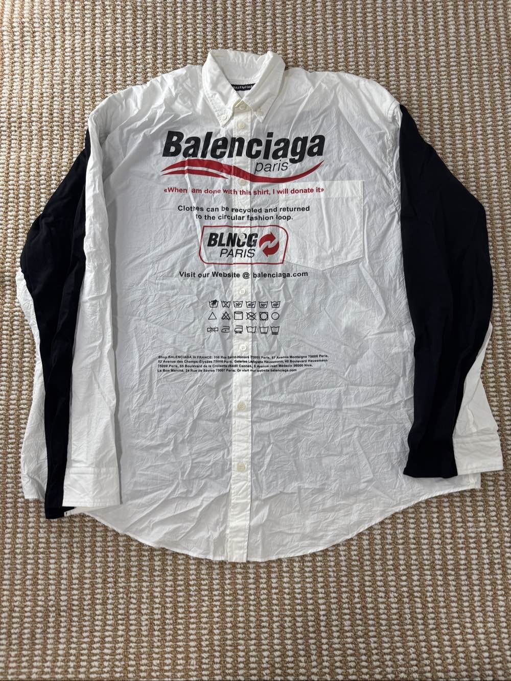 Balenciaga Balenciaga Donate Logo Graphic Button Up Shirt Size XS Size US XS / EU 42 / 0 - 1 Thumbnail