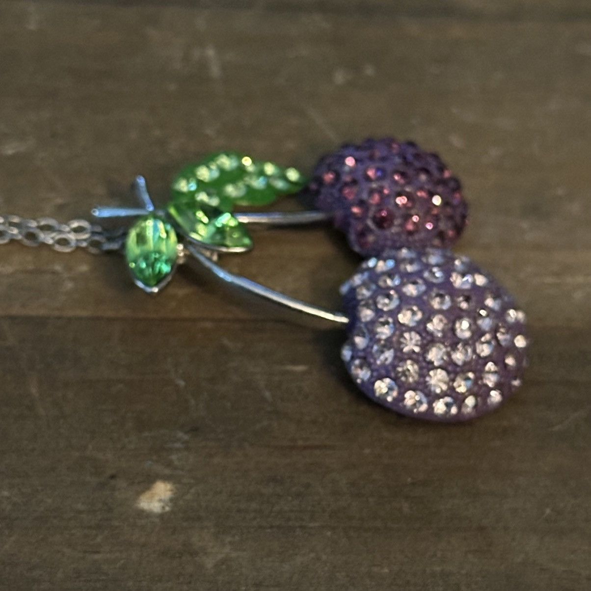 Other Silver tone rhinestone cherries pendant necklace Size ONE SIZE - 5 Thumbnail