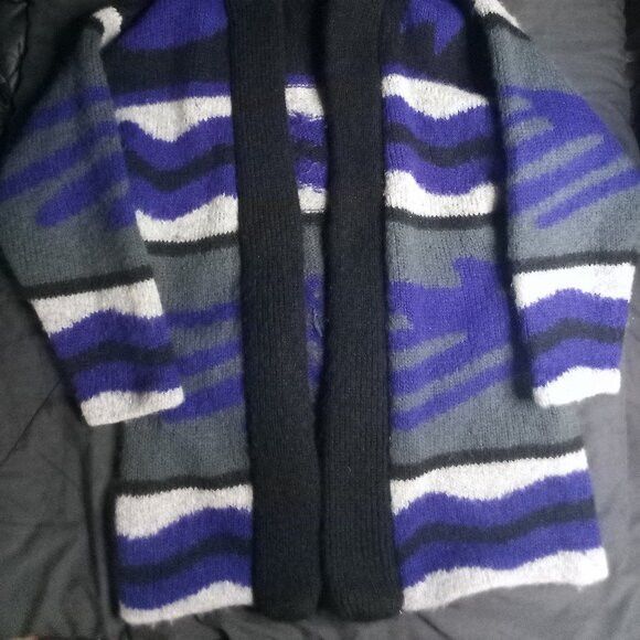 Other Vintage P.G.E. Abstract Mohair Cardigan Sweater Oversize Size S / US 4 / IT 40 - 3 Thumbnail