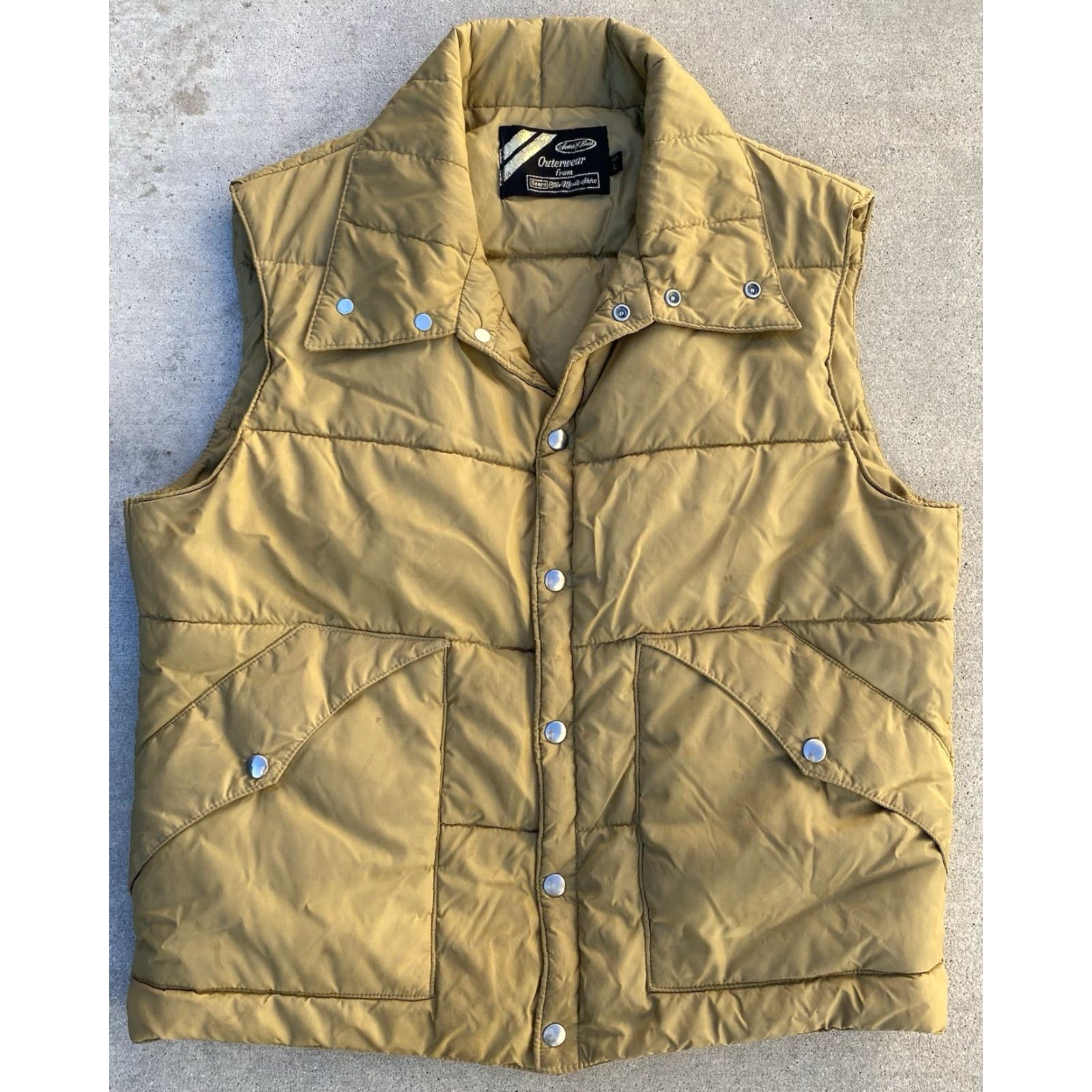 Sears VINTAGE Sears Best Puffer Vest Outdoor Quilted Workwear Beige L Mens 70s Reg Size US L / EU 52-54 / 3 - 2 Thumbnail