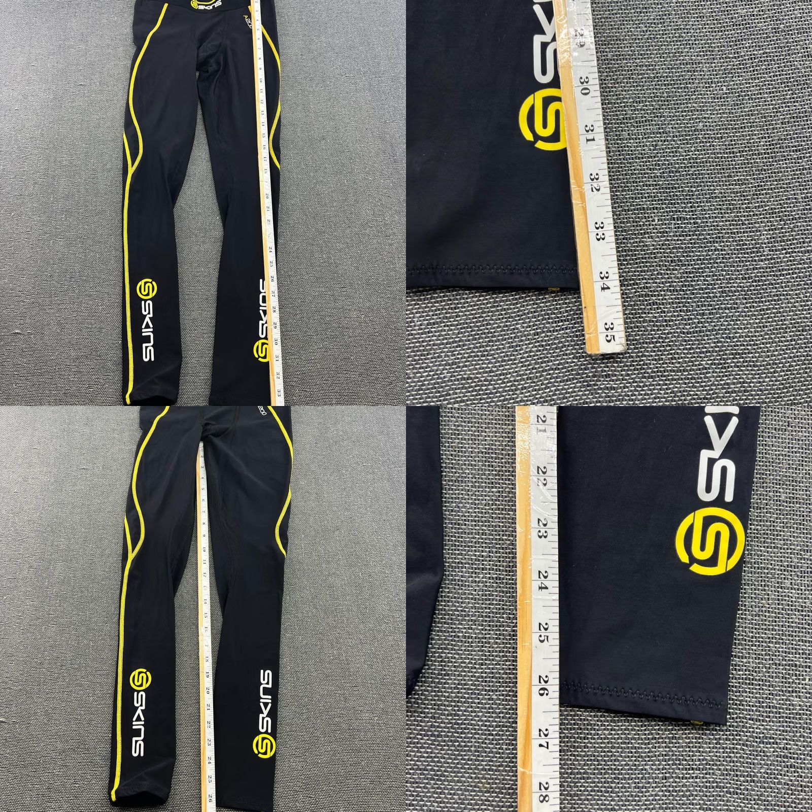 Vintage Skins A200 Mens Compression Pants Medium Black Sport Spandex Tights Athletic Size US 31 - 9 Thumbnail