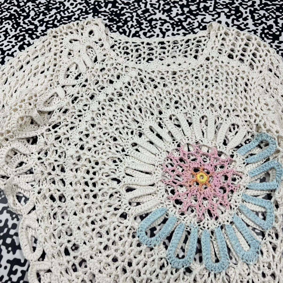 Vintage Vintage Y2K Mesh Knitted Sweater Japanese Flower Style Size M / US 6-8 / IT 42-44 - 7 Thumbnail