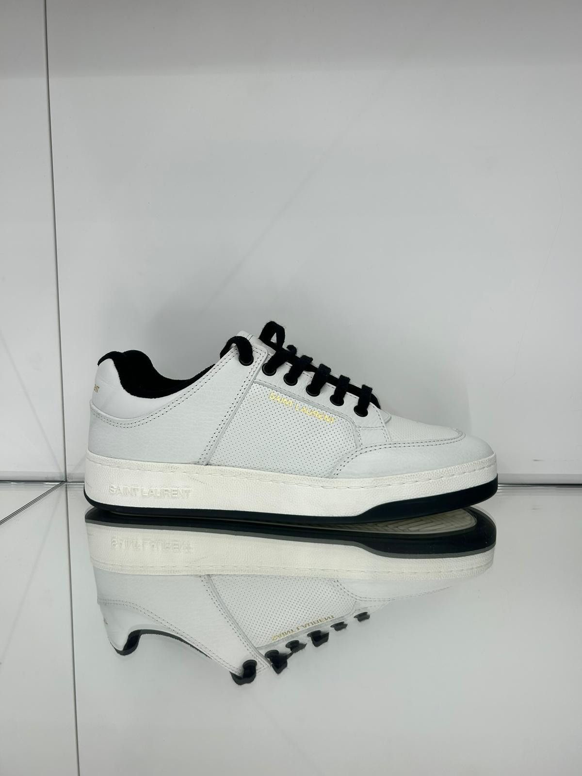 Saint Laurent Paris Low - top laced sneakers with leather on the front panel Size US 8 / EU 41 - 1 Thumbnail