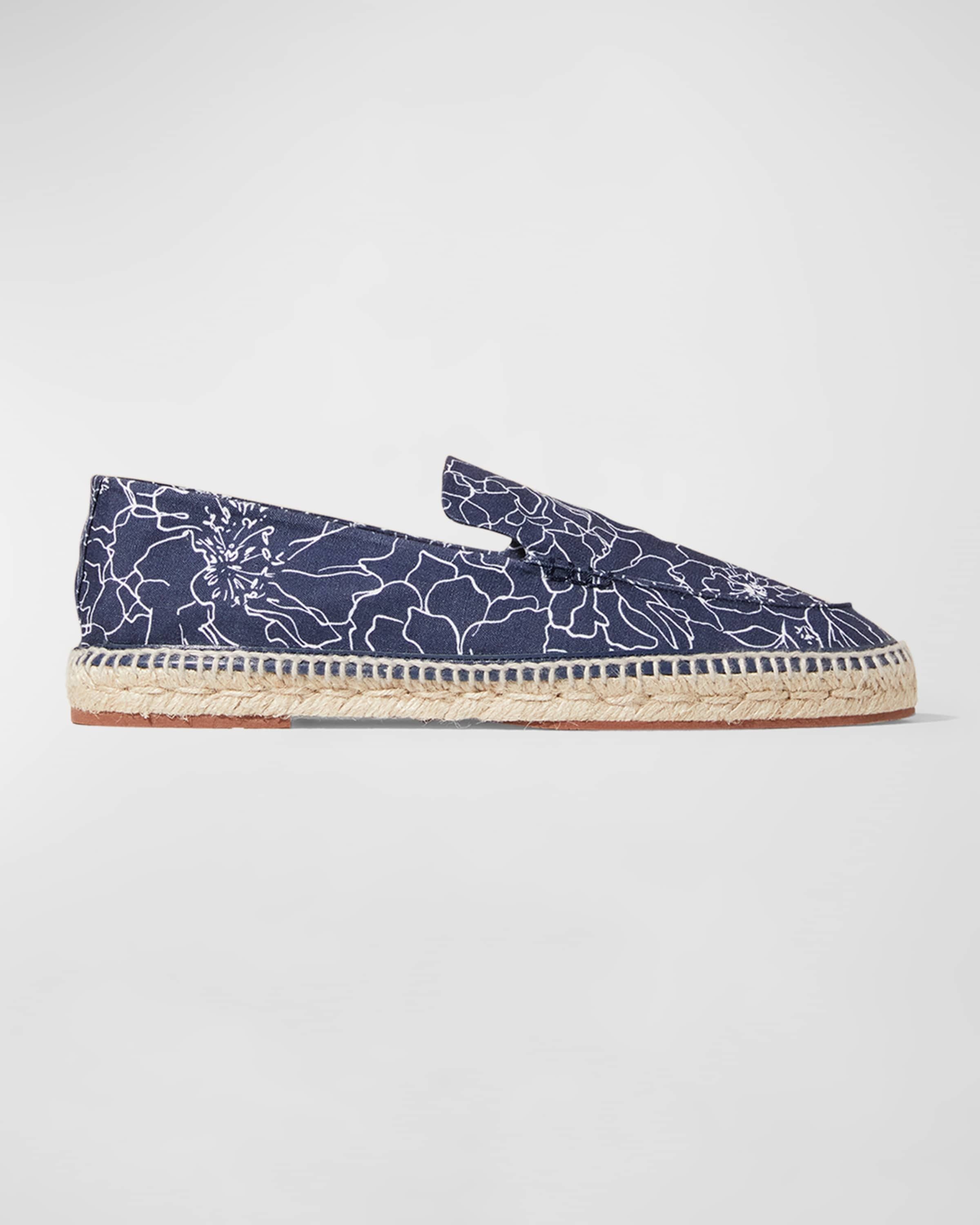 Loro Piana o1srvl11e0825 Seaside Walk Floral Linen Espadrilles in Blue Size US 11 / EU 44 - 1 Thumbnail