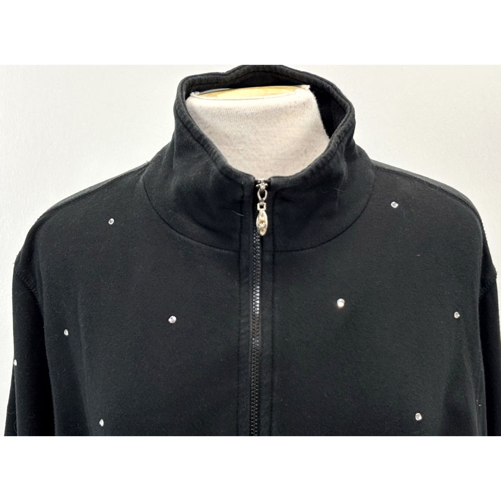 Coldwater Creek VINTAGE Coldwater Creek Jacket Womens 2X Plus Black Full Zip Rhinestone Bling Casual Long Sleeve Cotton Blend Solid Size XXL / US 16-18 / IT 52-54 - 5 Thumbnail