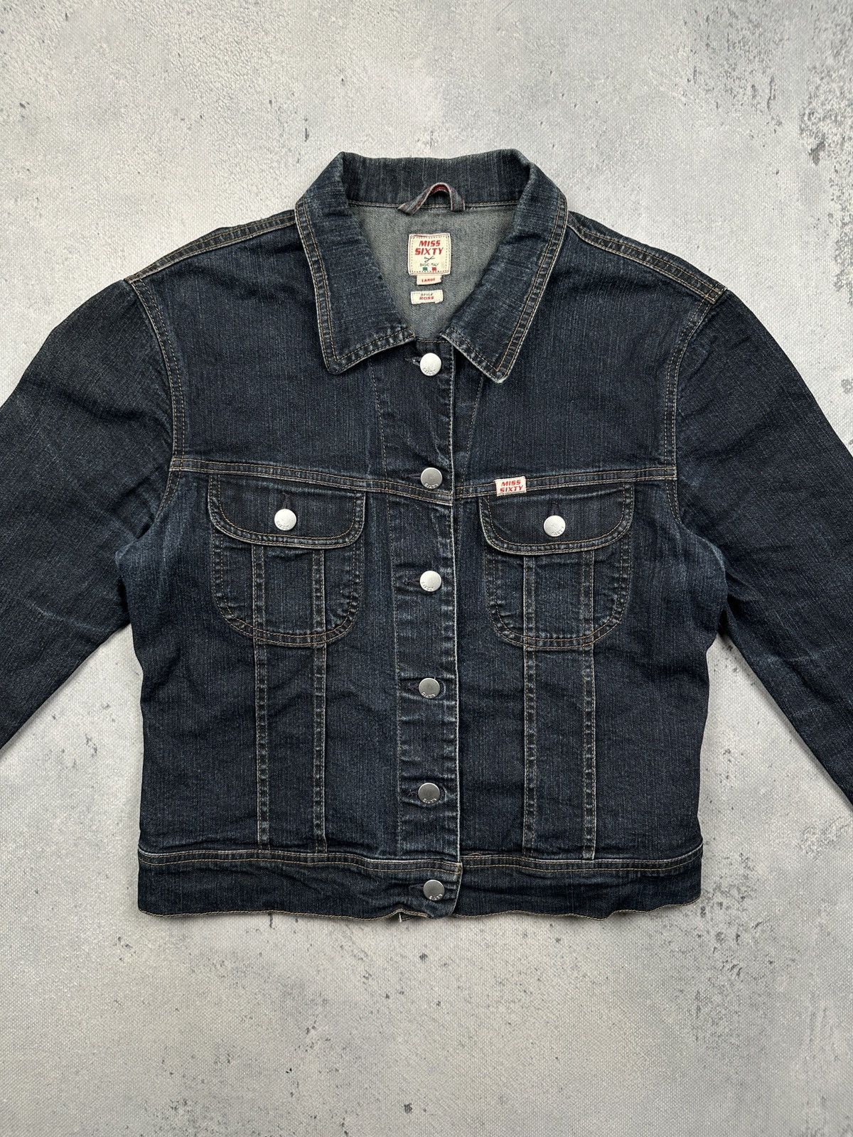 Miss Sixty Miss Sixty Vintage Cropped Denim Jacket Dark Wash Italy Size L / US 10 / IT 46 - 3 Thumbnail