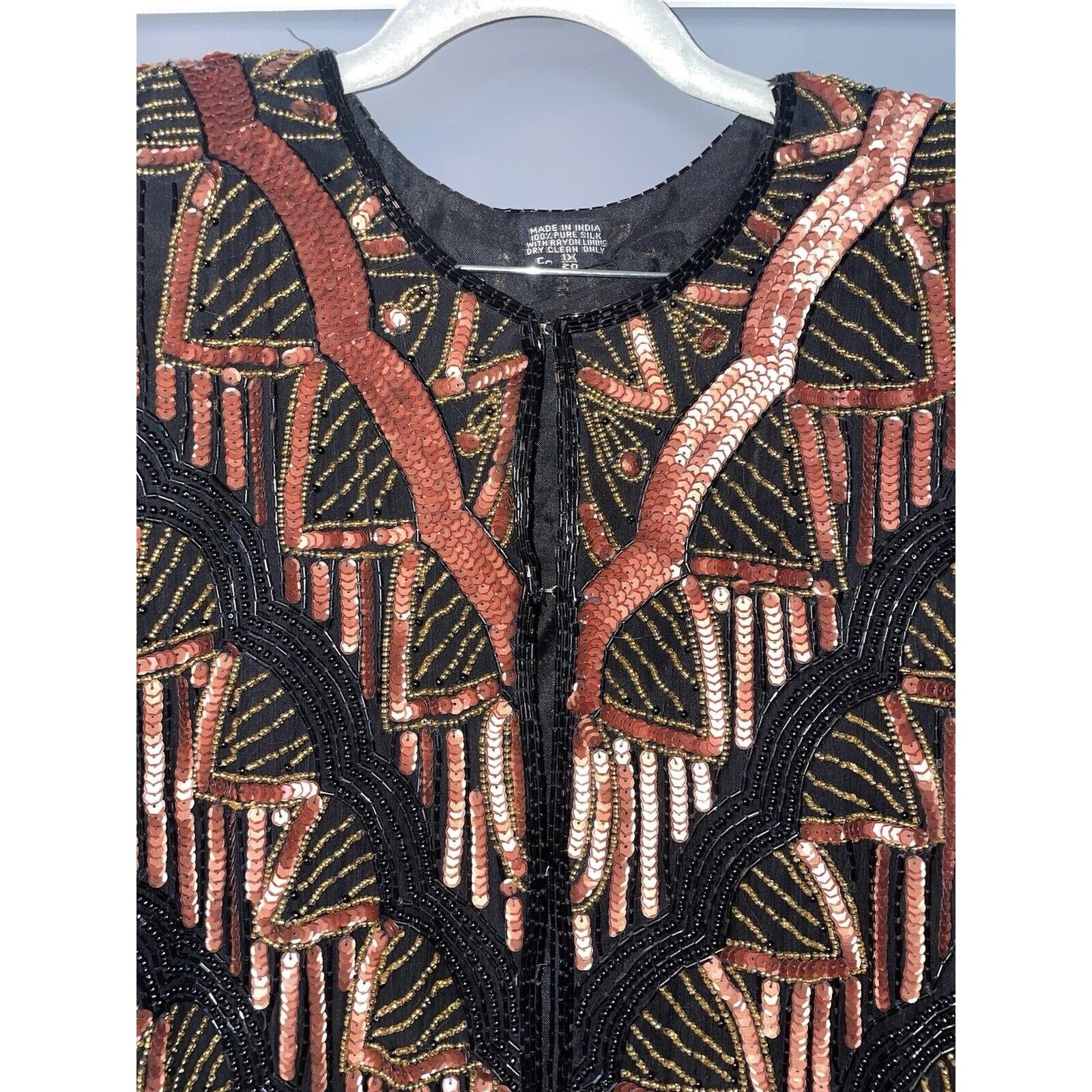 Vintage Vintage 1980's Black & Bronze Sequin Bolero Jacket Cape 1X Size XL / US 12-14 / IT 48-50 - 2 Thumbnail