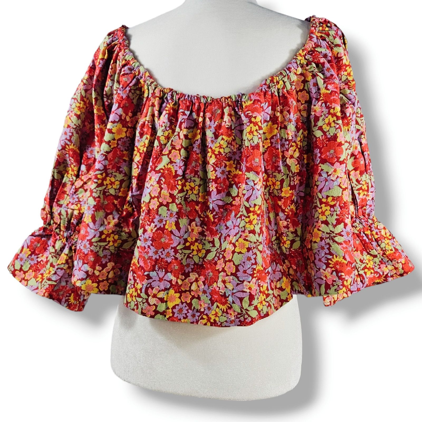 Free People NWT Free People James Smock Crop Top Sz. XS [0-2] Poppy Size XS / US 0-2 / IT 36-38 - 3 Thumbnail