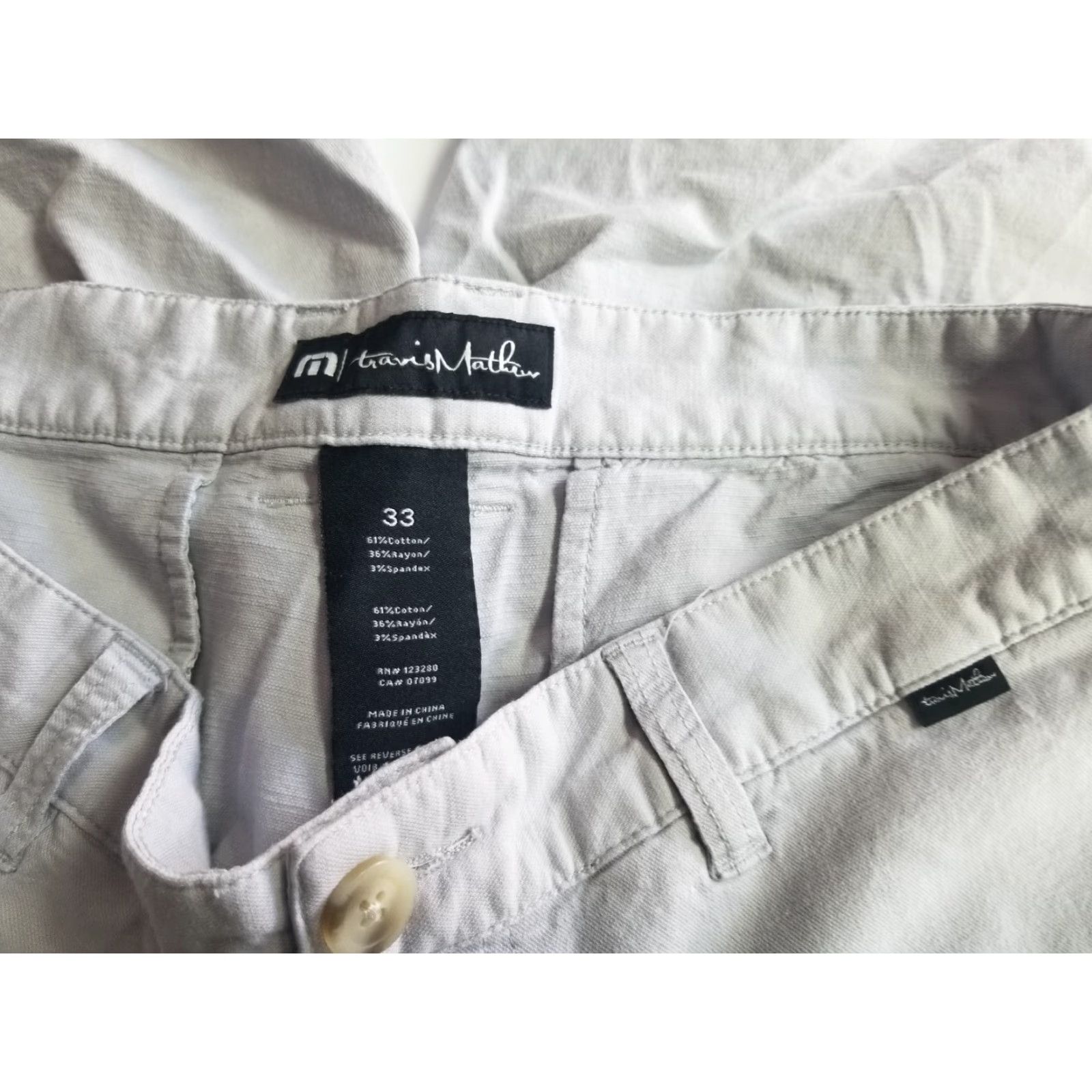 TravisMathew Travis Mathew Shorts Mens 33 Gray Lightweight Chino Casual Golf Active Regular Inseam 11in Logo Front Flat Front Pattern Solid Size US 33 - 5 Thumbnail