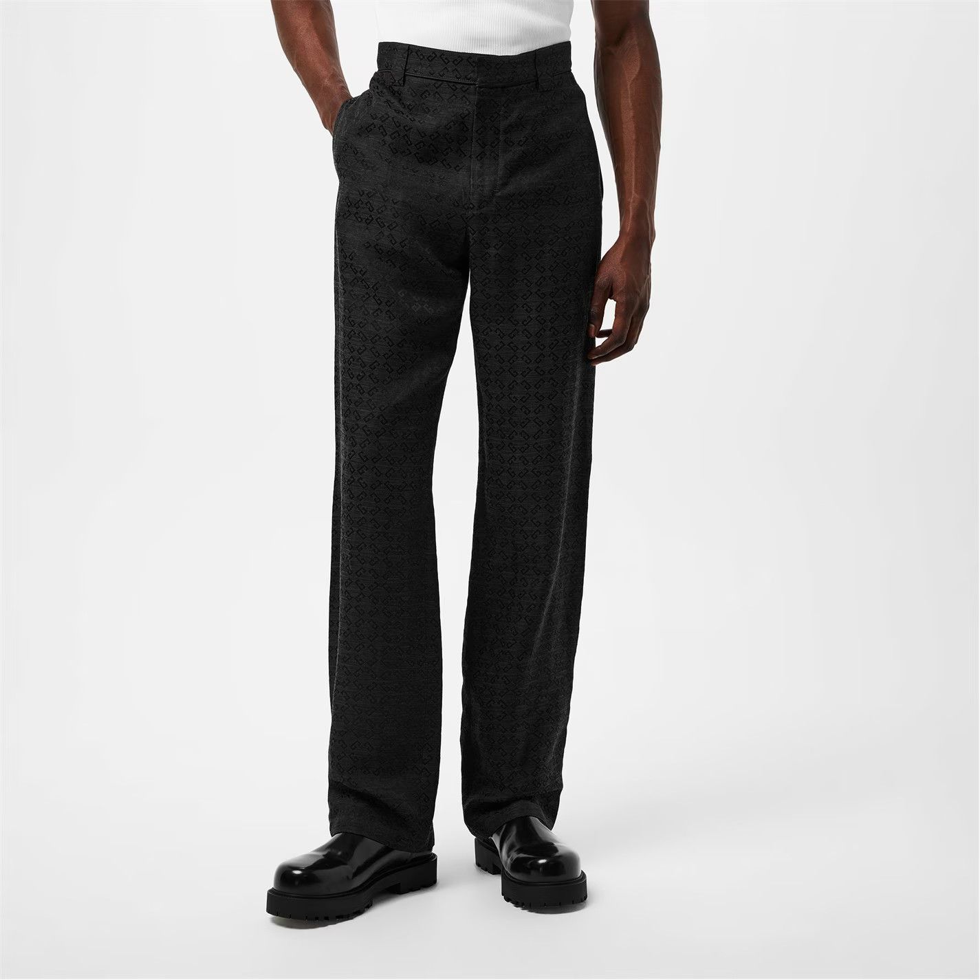 Givenchy o1g2r1mq0426 Monogram Jacquard Trousers in Dark Grey Size US 34 / EU 50 - 2 Thumbnail