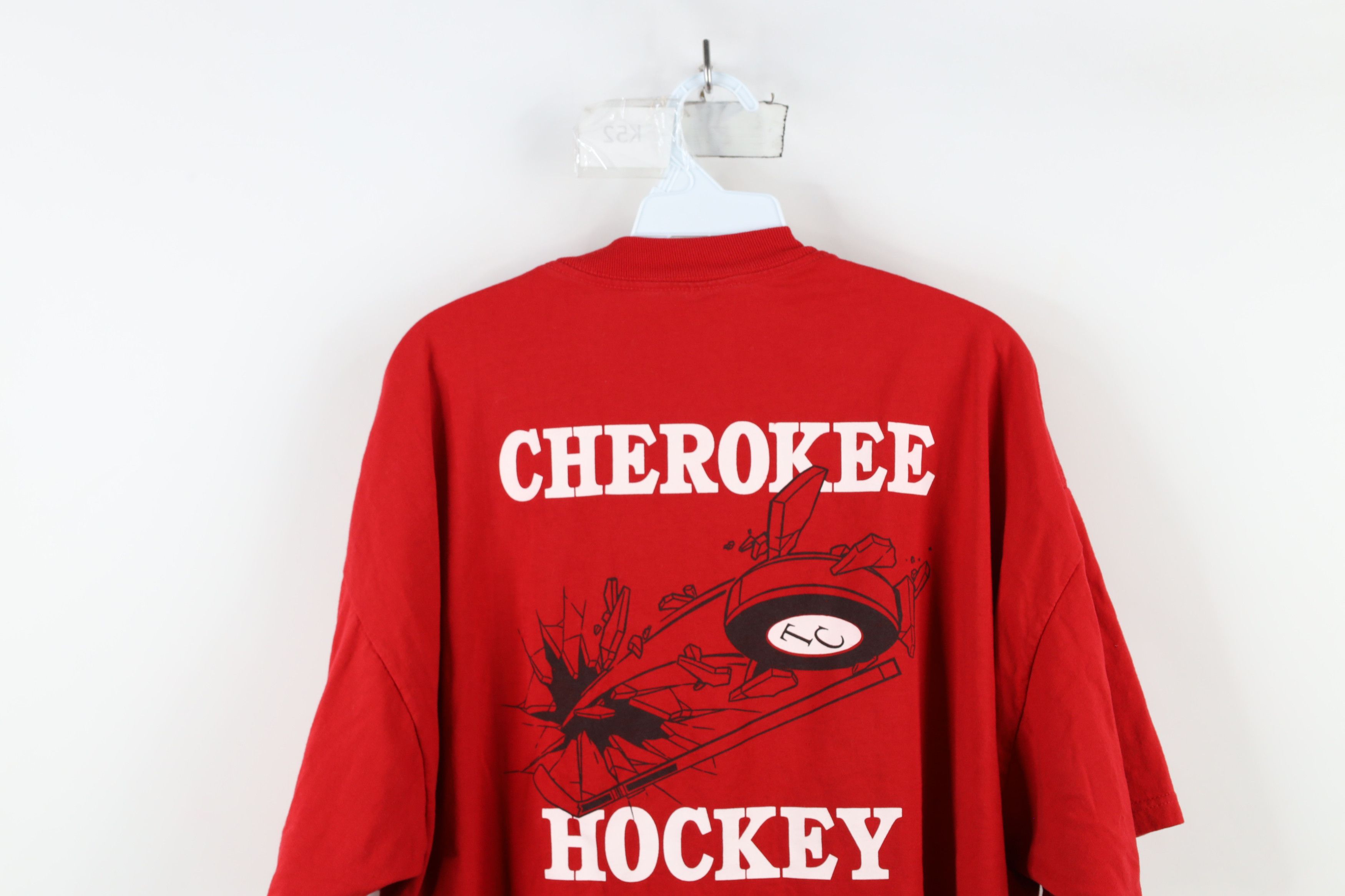 Vintage Vintage 90s Spell Cherokee Hockey Short Sleeve T-Shirt Red Size US XXL / EU 58 / 5 - 13 Thumbnail