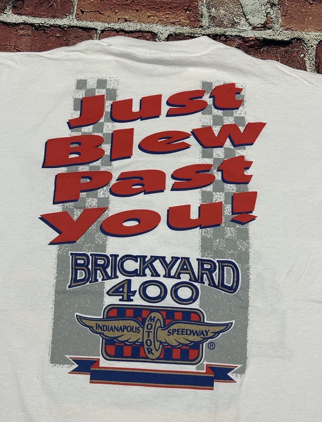 NASCAR Vintage Brickyard 400 Just Blew Past You Nascar T Shirt 90s Size US XL / EU 56 / 4 - 4 Thumbnail