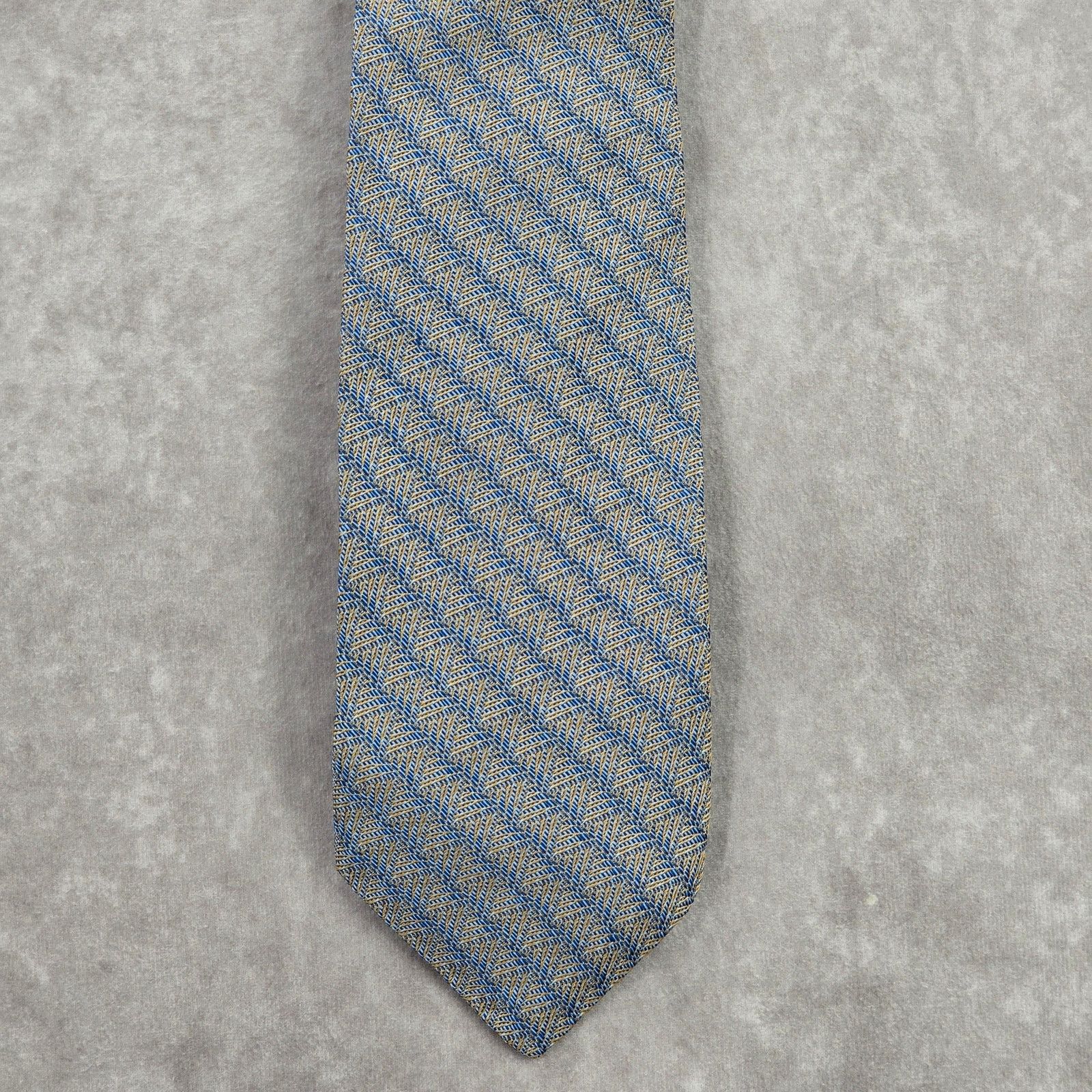 Robert Talbott Robert Talbott Blue Weave Repp Stripe Silk Men's Neck Tie Size 30 - 1 Thumbnail