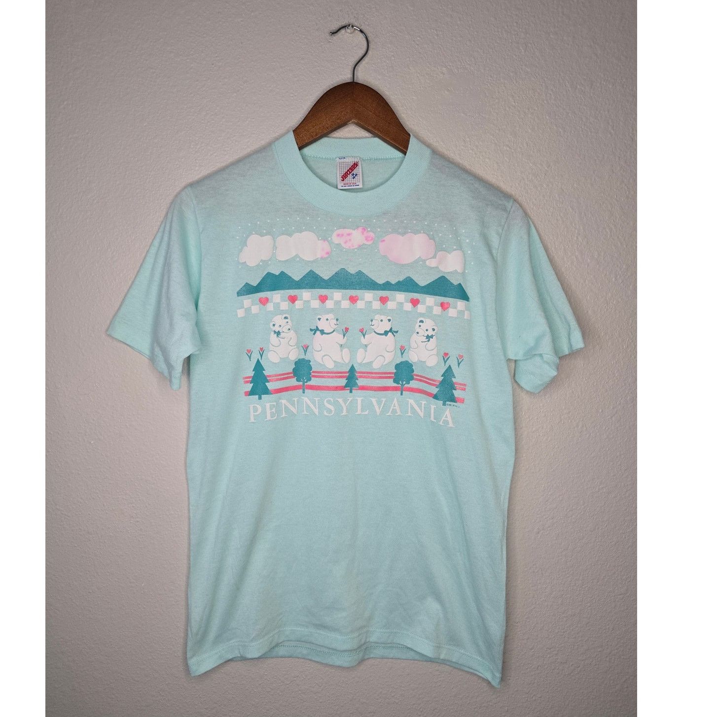 Jerzees Vintage Pennsylvania Shirt Cottagecore Teddy Bear Tee 1980s Size US M / EU 48-50 / 2 - 1 Thumbnail