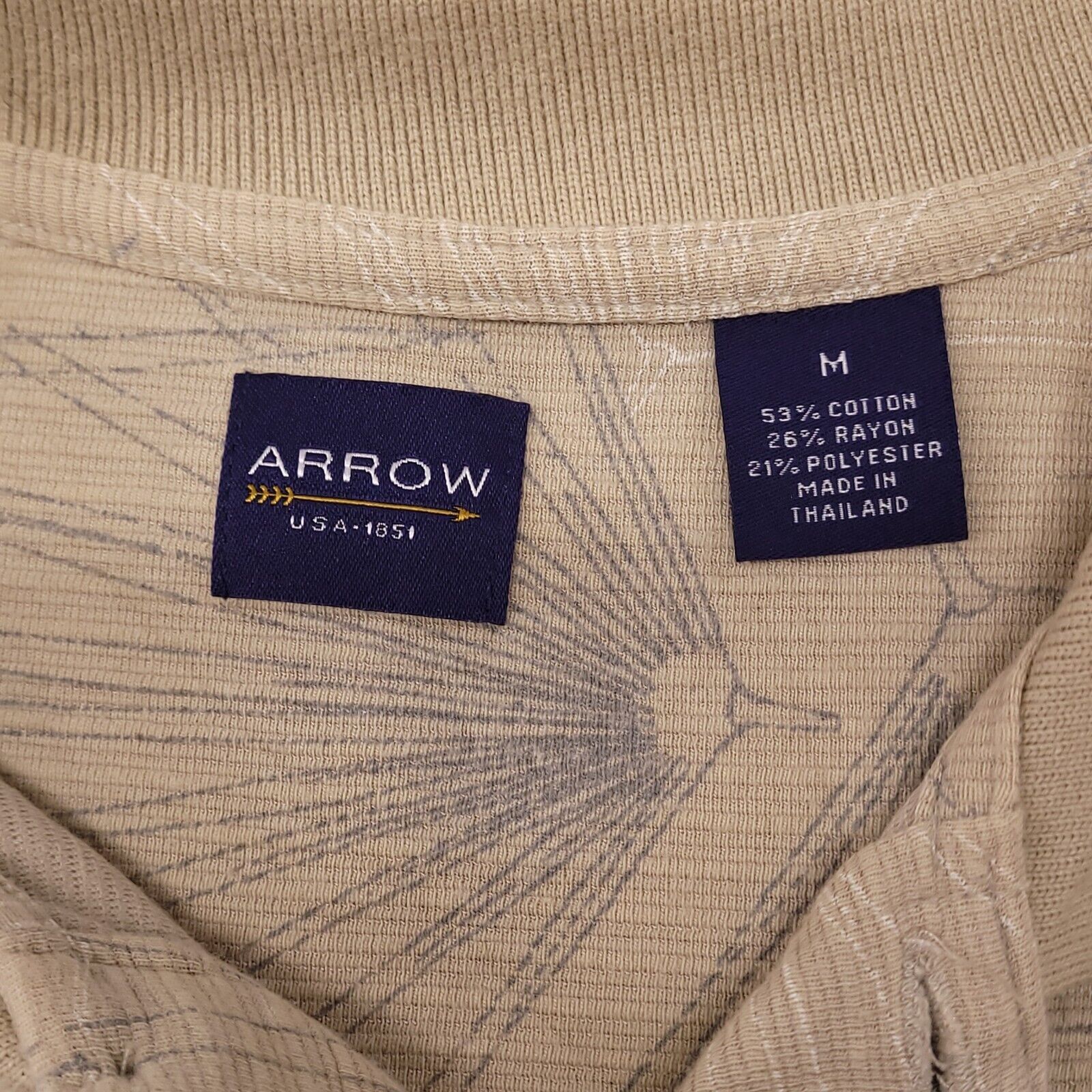 Arrow Arrow Casual Pullover Polo Shirt Mens Size Medium M Beige Size US M / EU 48-50 / 2 - 3 Thumbnail