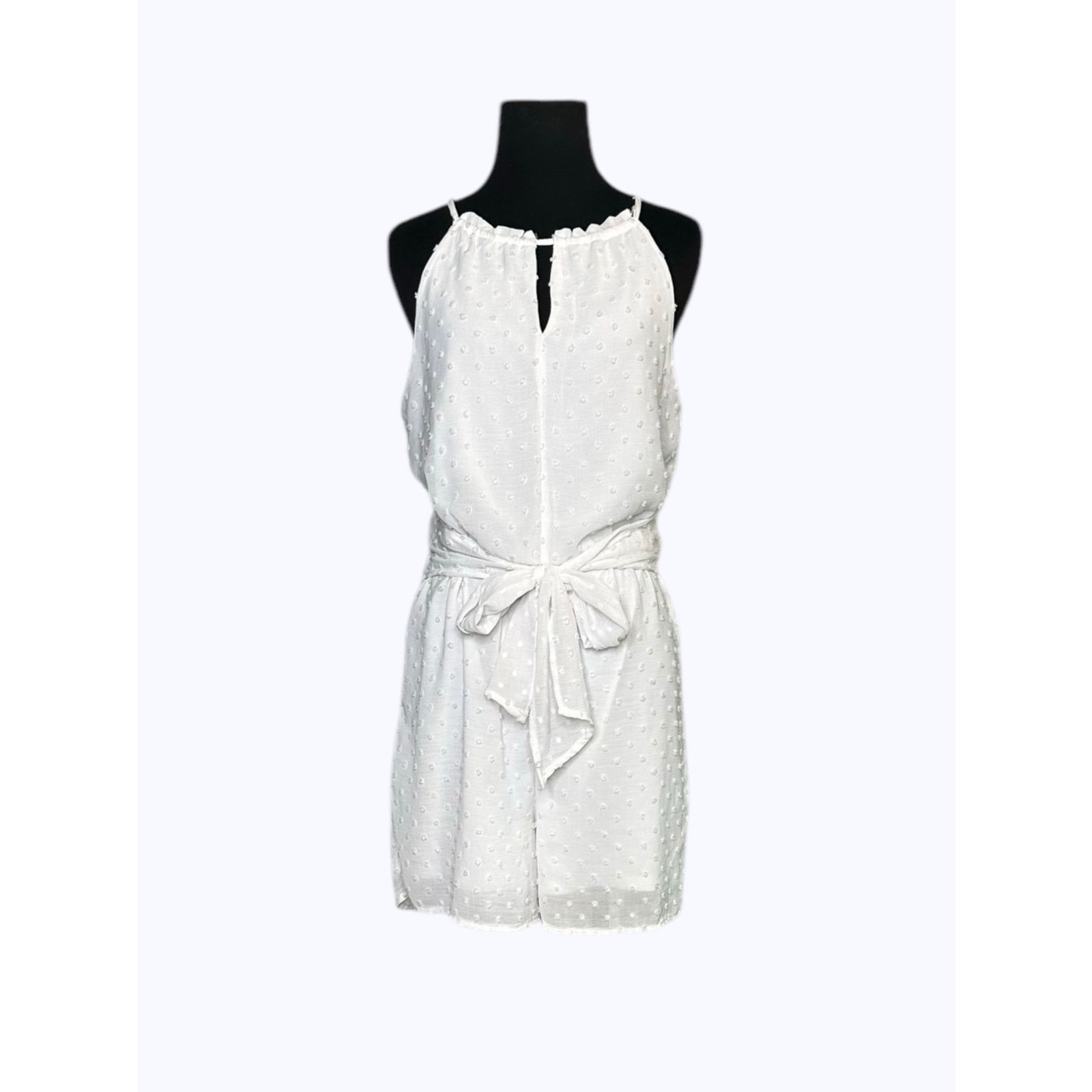 Bar III BAR III white swiss dot texture halter romper size Medium Size 28" / US 6 / IT 42 - 10 Thumbnail