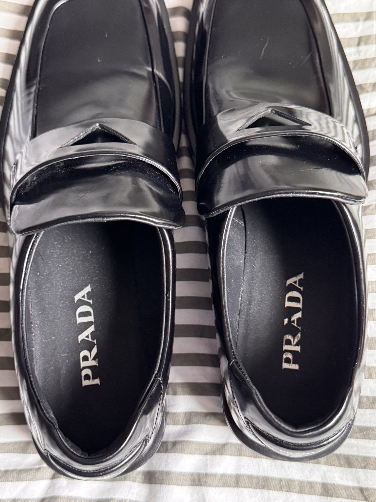 Prada Prada Triangle Patch Slip On Brushed Leather Loafers Size US 8.5 / EU 41-42 - 11 Thumbnail