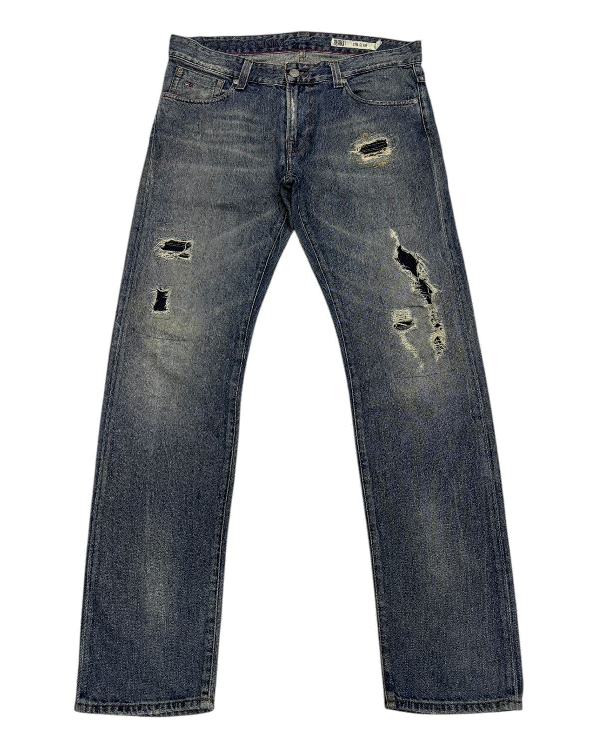 Hysteric Glamour × JNCO × Tommy Hilfiger VINTAGE PATCHWORK DISTRESS TOMMY HILFIGER DENIM JEANS SLIM Size US 36 / EU 52 - 1 Thumbnail