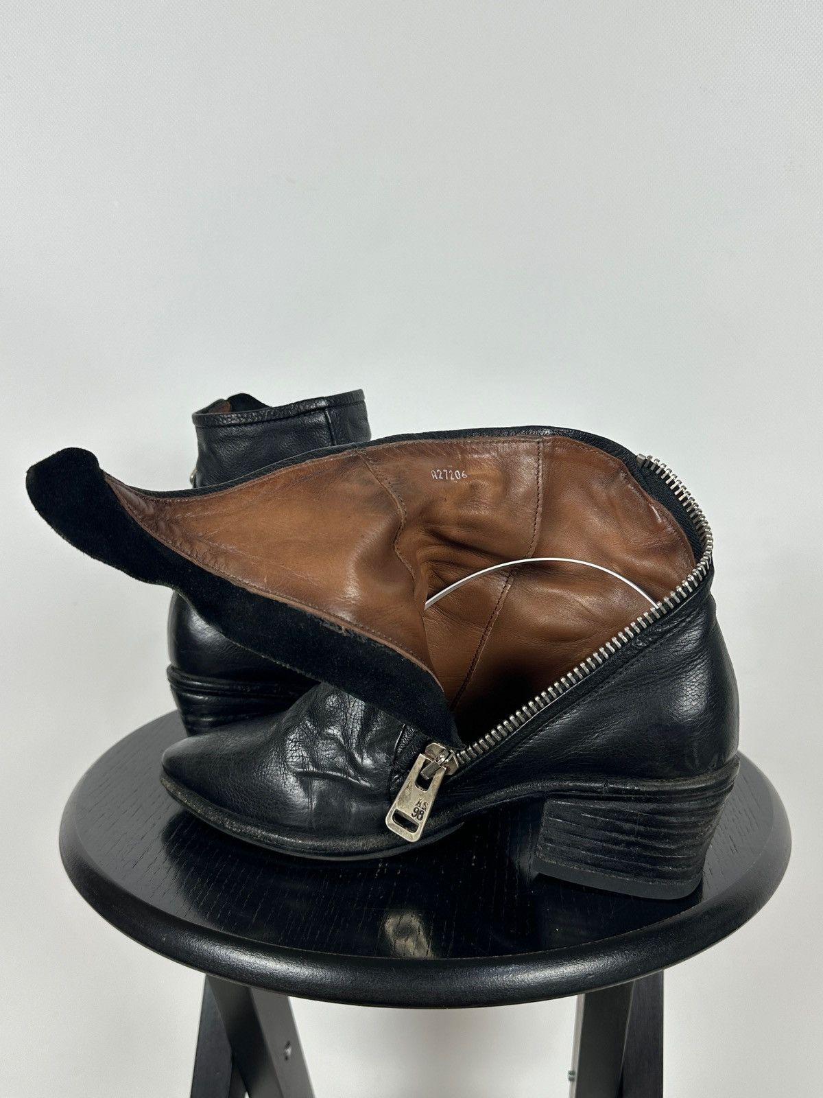 A.S.98 A.S.98 Black Leather Zipper Ankle Boots Size US 7 / IT 37 - 22 Thumbnail
