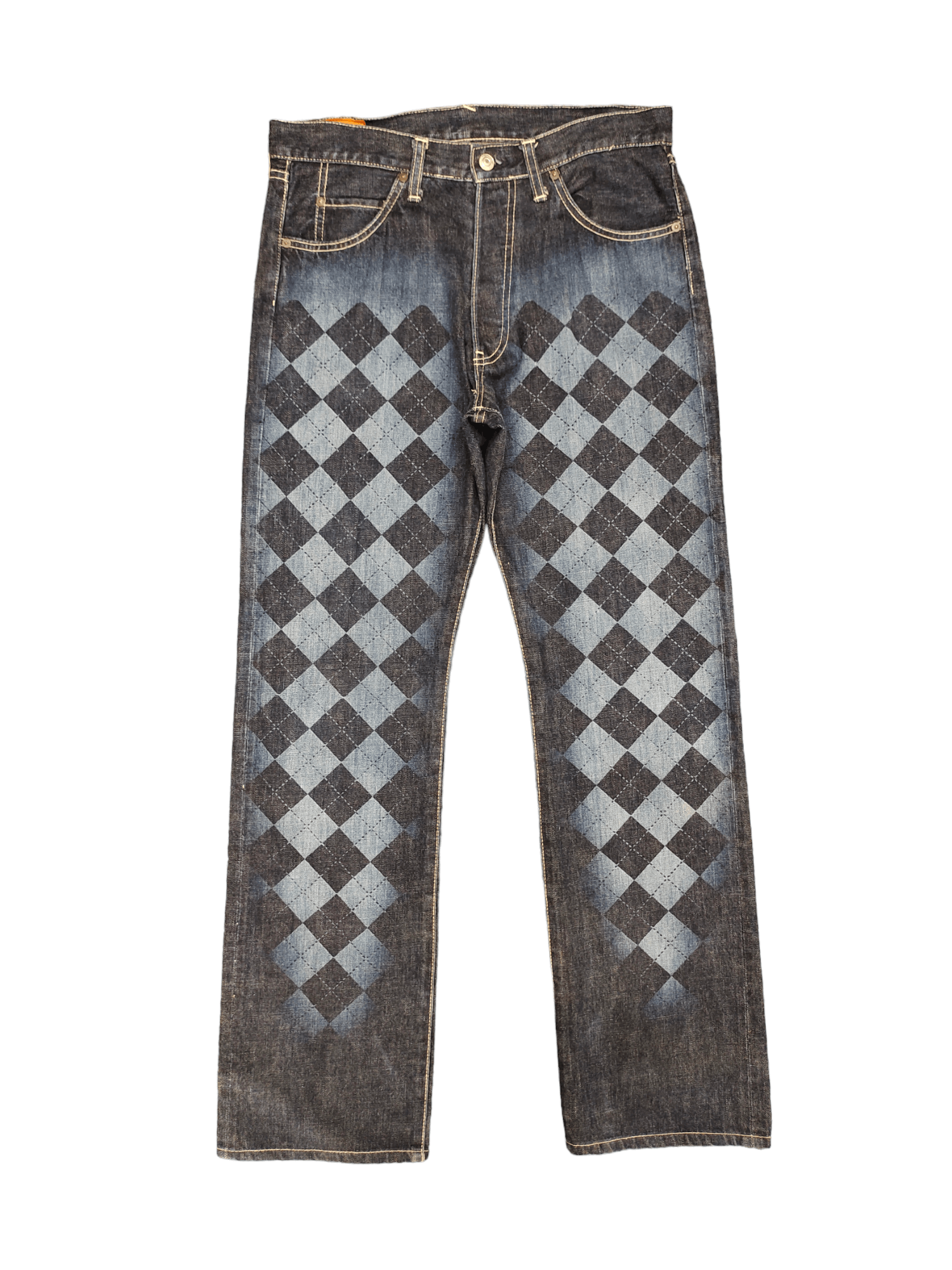 Hysteric Glamour × Undercover Vintage Y2k Byemrt Japan Checkered Plaid Printed Denim Jeans Size US 33 - 1 Thumbnail