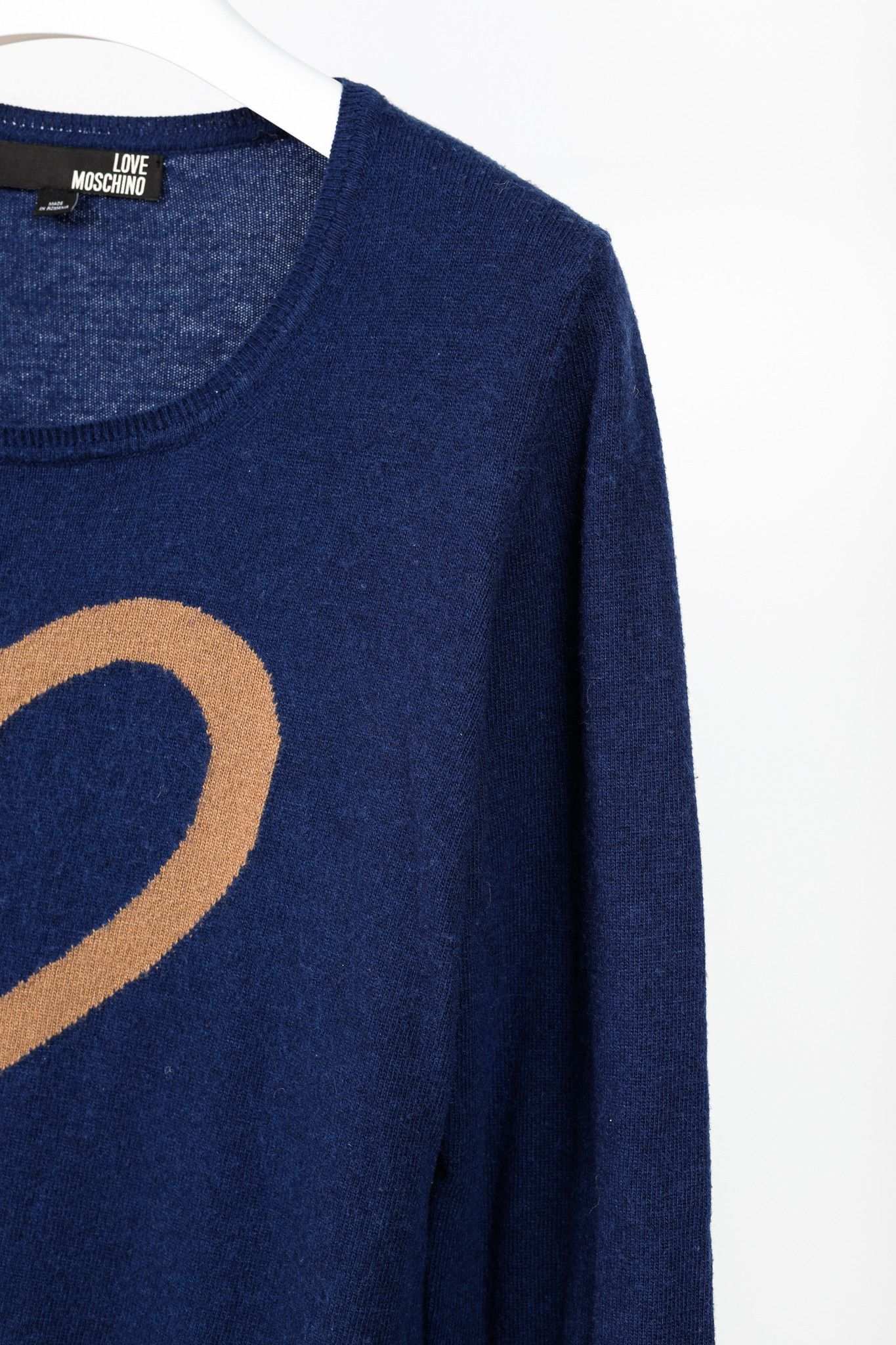 Love Moschino Love Moschino Dark-Blue Wool-Blend Heart Sweater Size M / US 6-8 / IT 42-44 - 5 Thumbnail