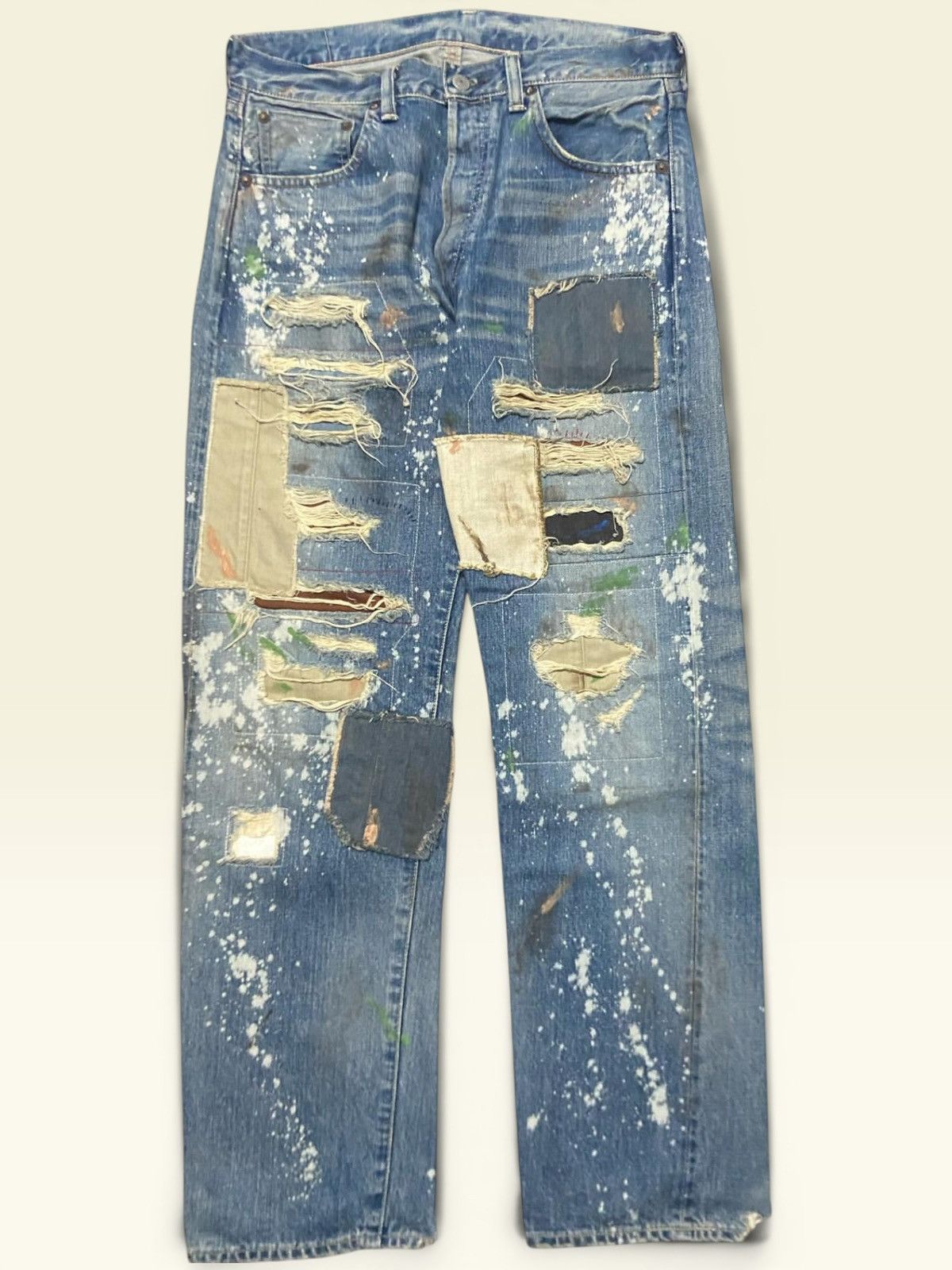 Levi's × Undercover Vtg Levis 501xx Big E Selvedge Splatter Patchwork Boro Jeans Size US 36 / EU 52 - 19 Thumbnail