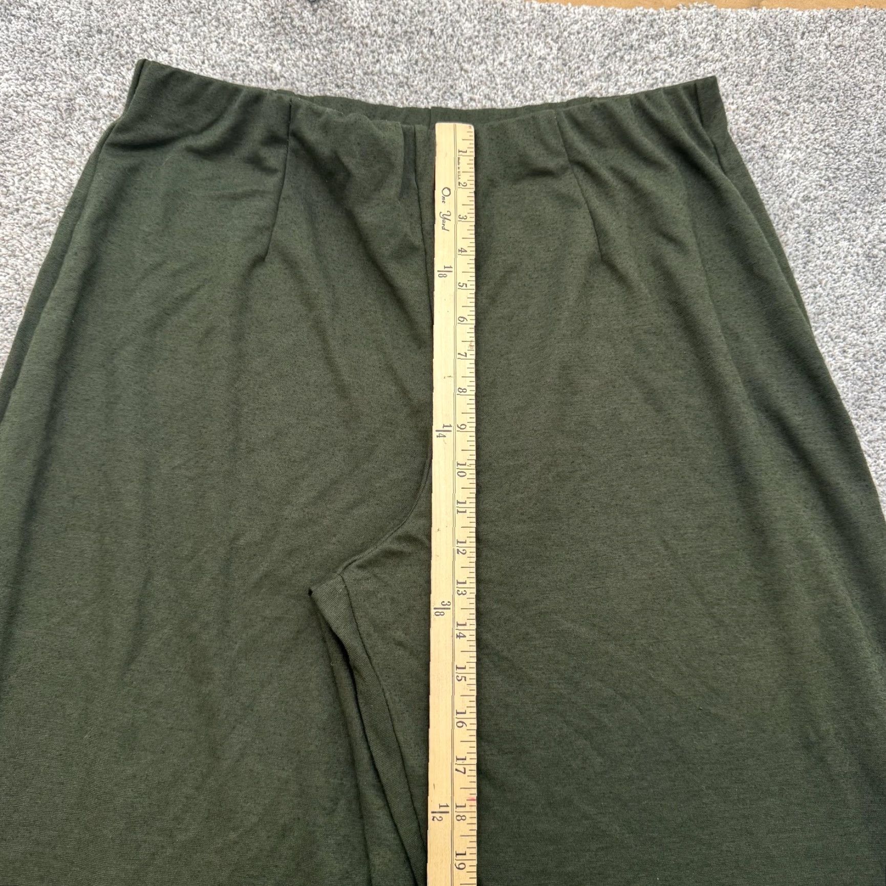 Vintage Susan Graver Pants Womens XL Green Stretch Pull On Straight Leg Lounge 34x29 USA Size 40" / US 18 - 3 Thumbnail