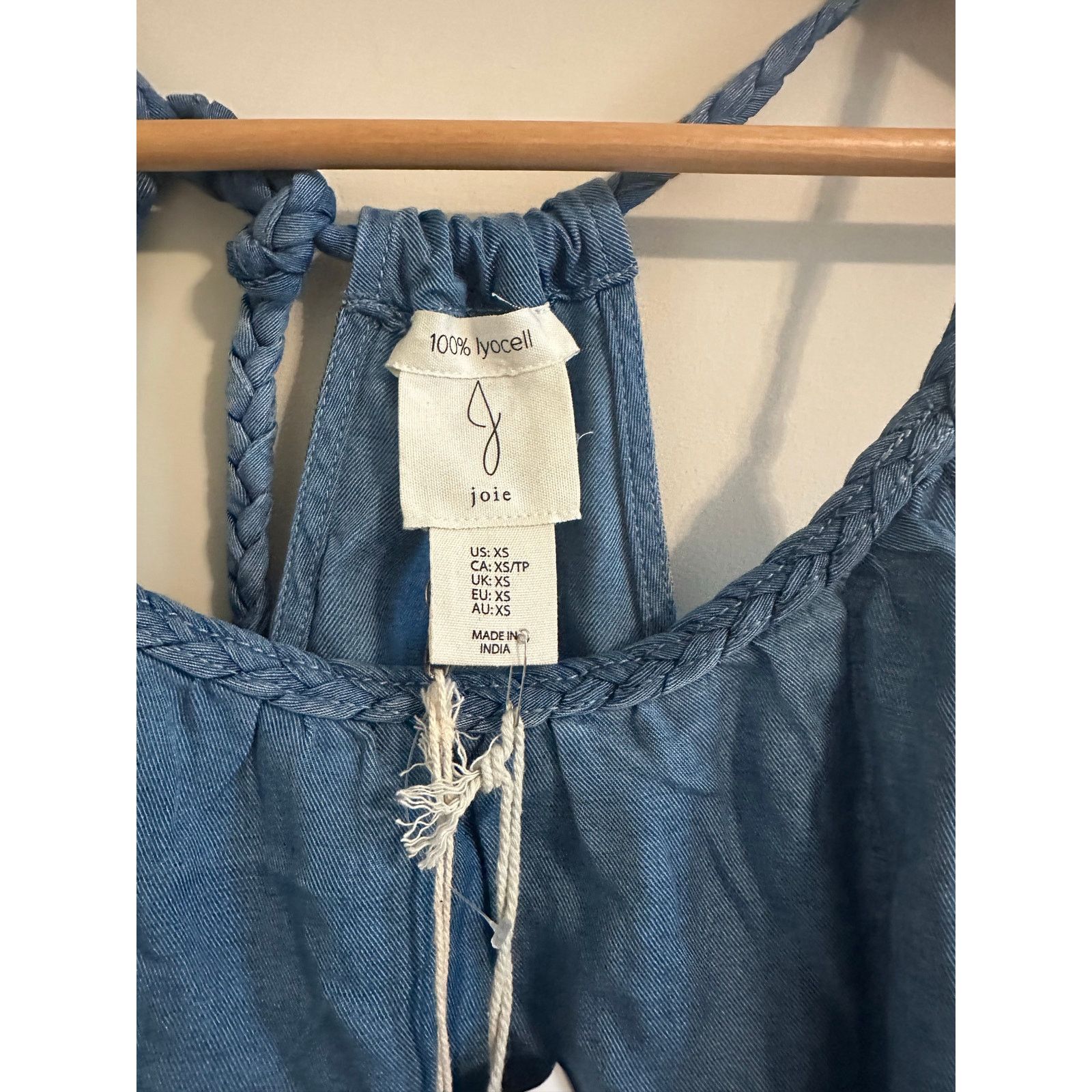 Joie Joie NWT Lyocell Braided Tie Bac Chambray Top Size XS Size XS / US 0-2 / IT 36-38 - 3 Thumbnail