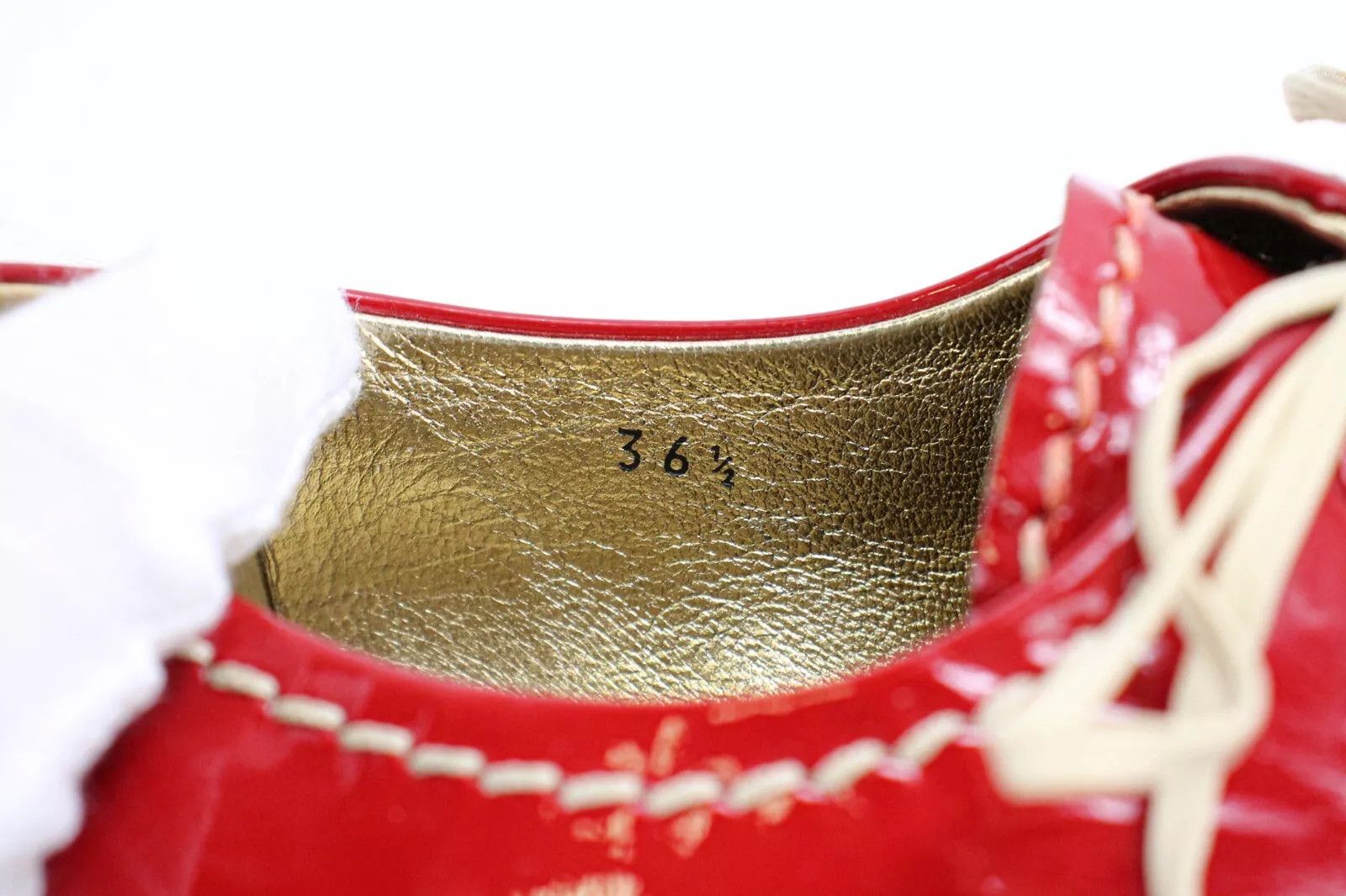 Prada PRADA Women's EU 36.5 Red Patent Leather Lace Up Espadrille Size US 6.5 / IT 36.5 - 9 Thumbnail