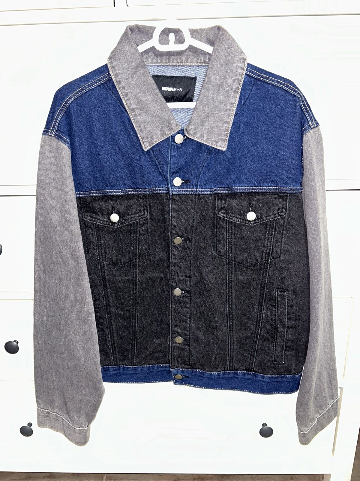 Fashion Nova NovaMen Denim Jacket, Grey/Black/Navy Blue Size US S / EU 44-46 / 1 - 1 Thumbnail