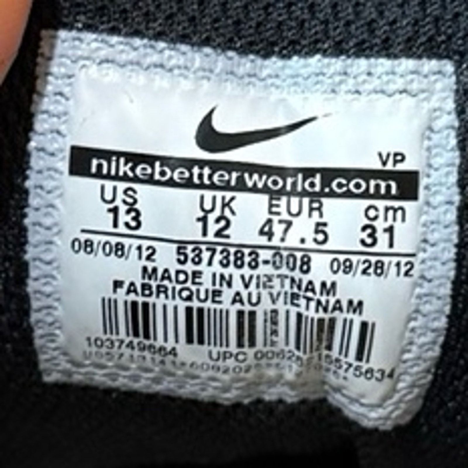 Nike 2012 Nike Air Max 1 Black Cool Grey Anthracite Size US 13 / EU 46 - 10 Thumbnail