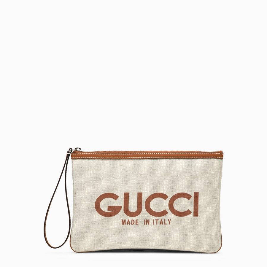 Gucci o1d2blof0824 Size: OS / Canvas Logo Pouch in White & Beige Size ONE SIZE - 1 Thumbnail