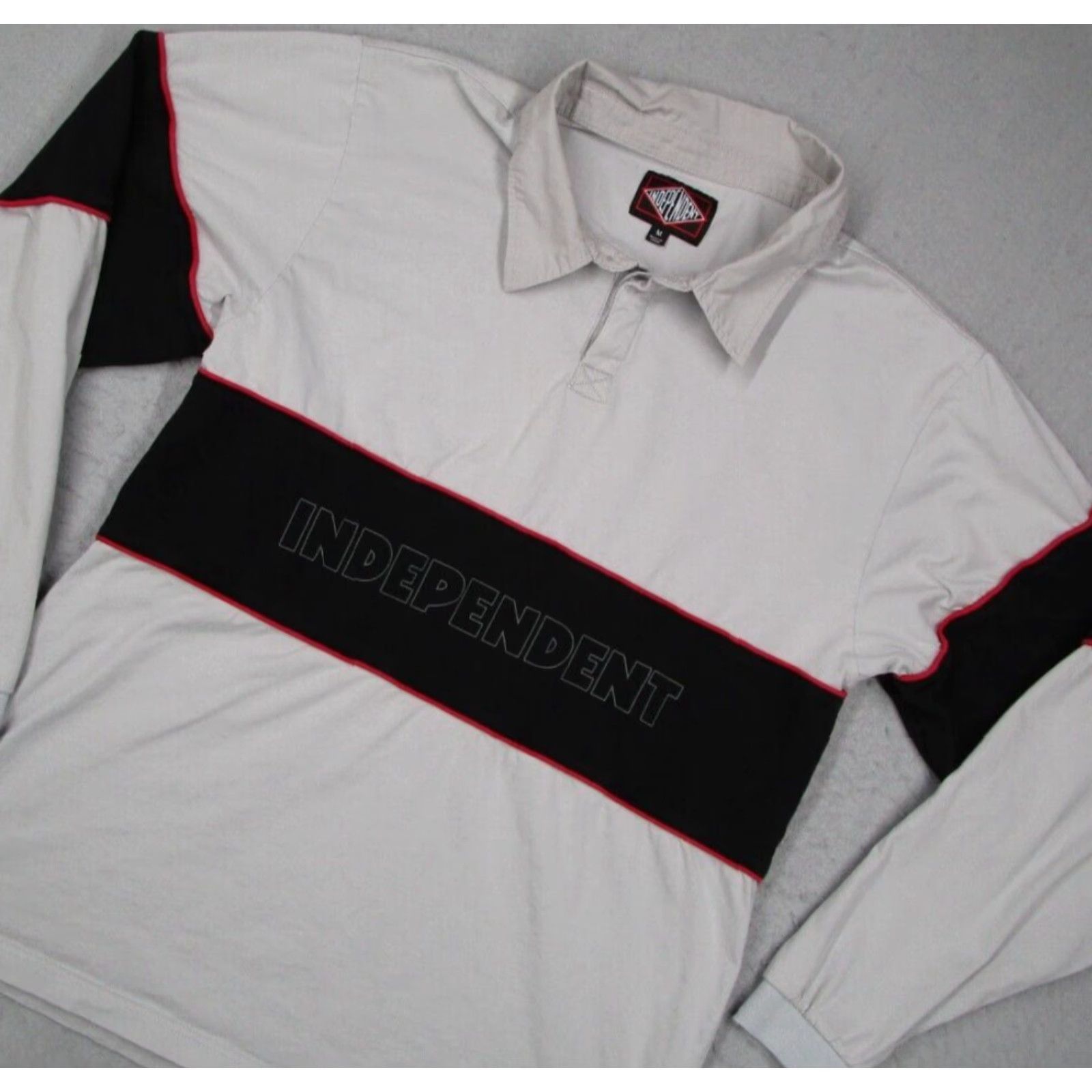 Vintage Independent Trucks Mens Gray Long Sleeve Polo Shirt Medium Skate Rugby Size US M / EU 48-50 / 2 - 2 Thumbnail