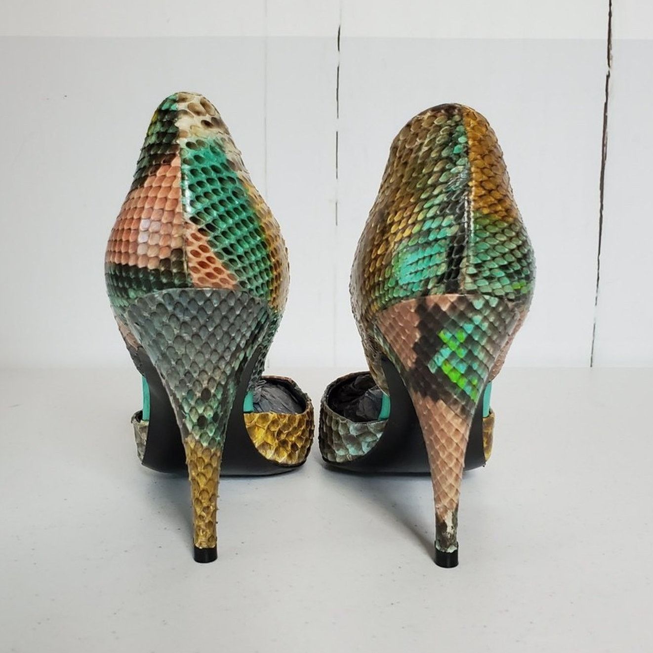 Designer Mary Popps Antonio da Pescara Snakeskin Leather Heels 39B Size US 9 / IT 39 - 7 Thumbnail