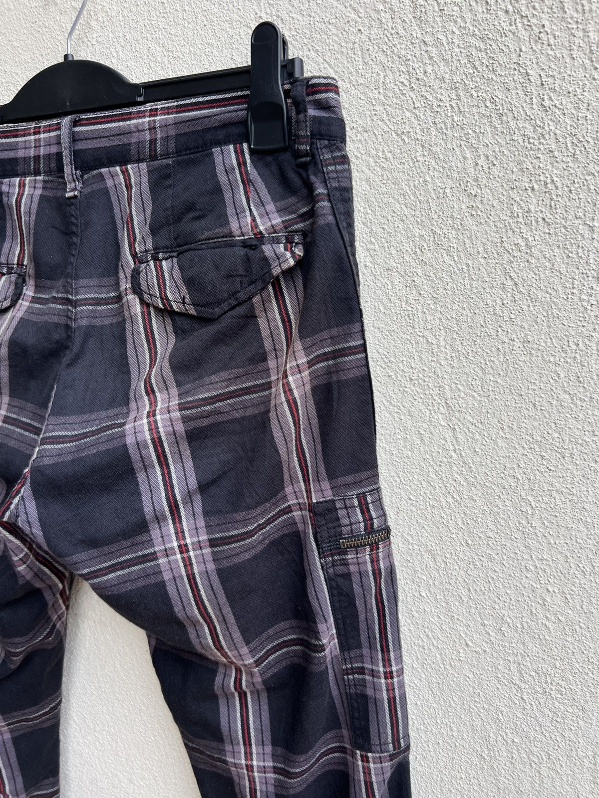 Shellac Double Edge Japan Multi Pocket Plaid Flare Cargo Trouser Size US 31 - 20 Thumbnail