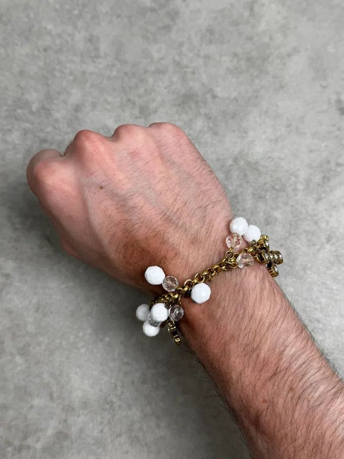 Dolce & Gabbana 2000s Dolce & Gabbana Gold Metal Pearl Charm Bracelet Size ONE SIZE - 2 Thumbnail