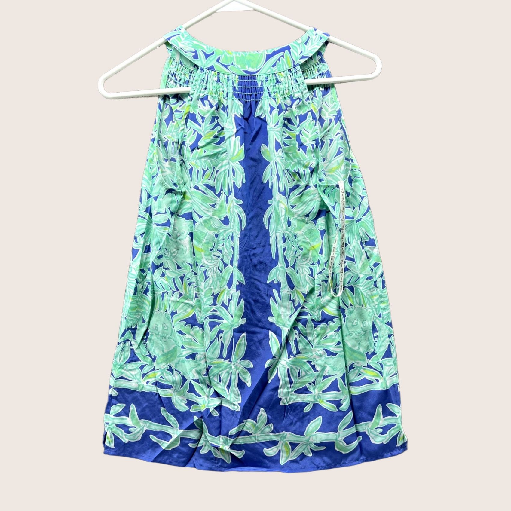 Lilly Pulitzer Lilly Pulitzer Blouse Womens XXS Blue Green Floral Silk Sleeveless V Neck Top Size XXS / US 00 / IT 34 - 1 Thumbnail