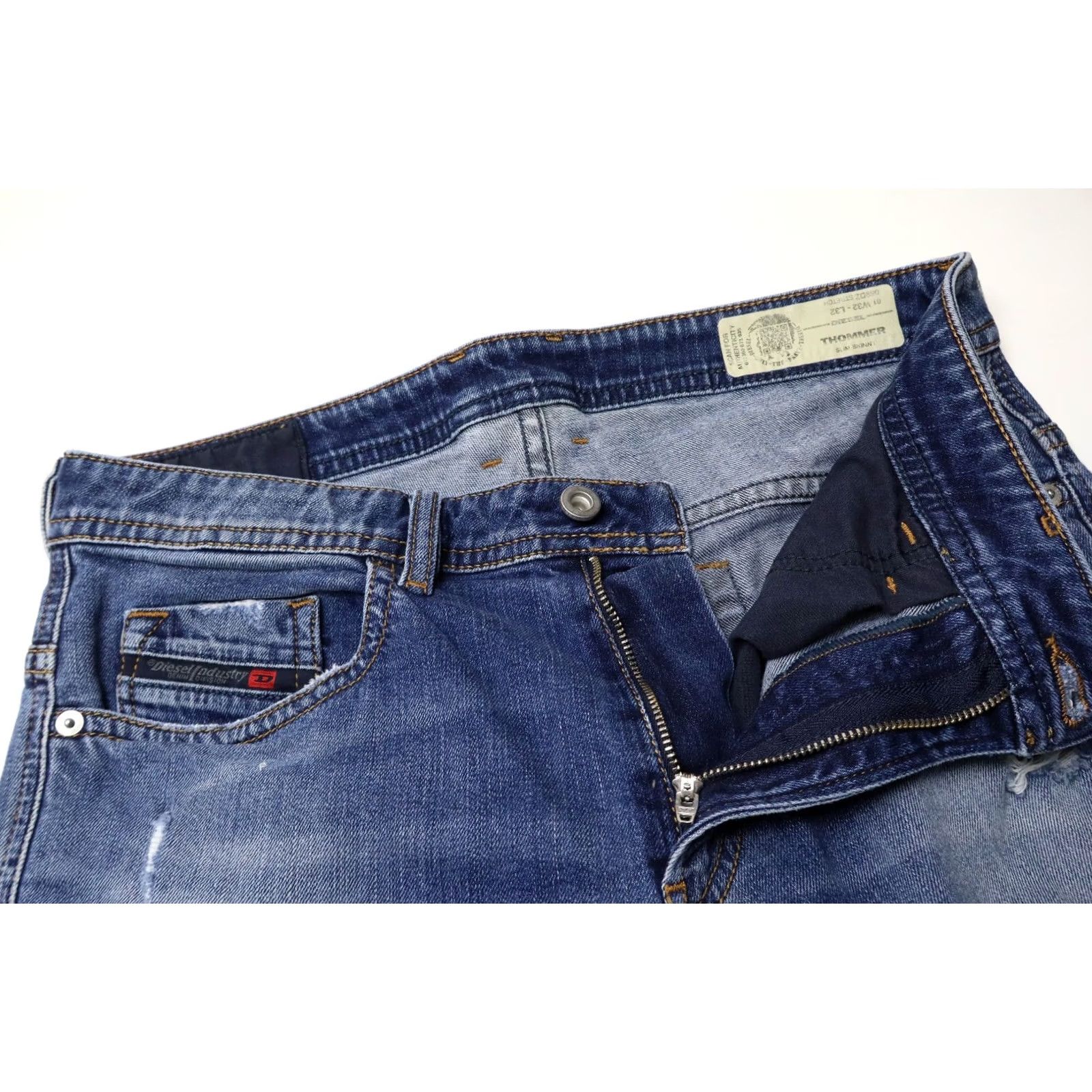 Diesel DIESEL Thommer Slim Skinny Stretch 069DZ Jeans Men's W32/L32 Faded Distressed Blue Denim Skinny Jeans Men W32/L32 Denim Jeans Skiny Stretch Size US 32 / EU 48 - 4 Thumbnail