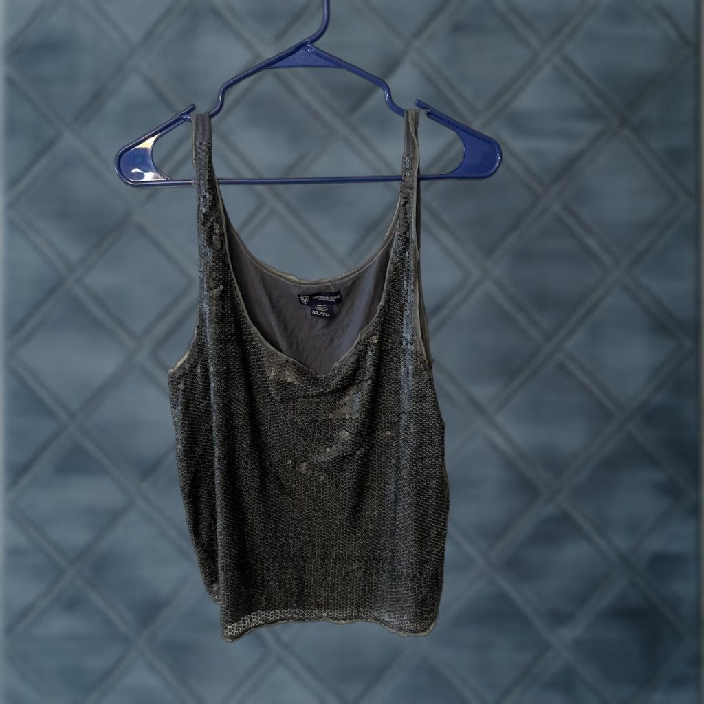 American Eagle Outfitters Womens XL Sequins Tank Top Gray American Eagle Tank Top Size XL / US 12-14 / IT 48-50 - 1 Thumbnail