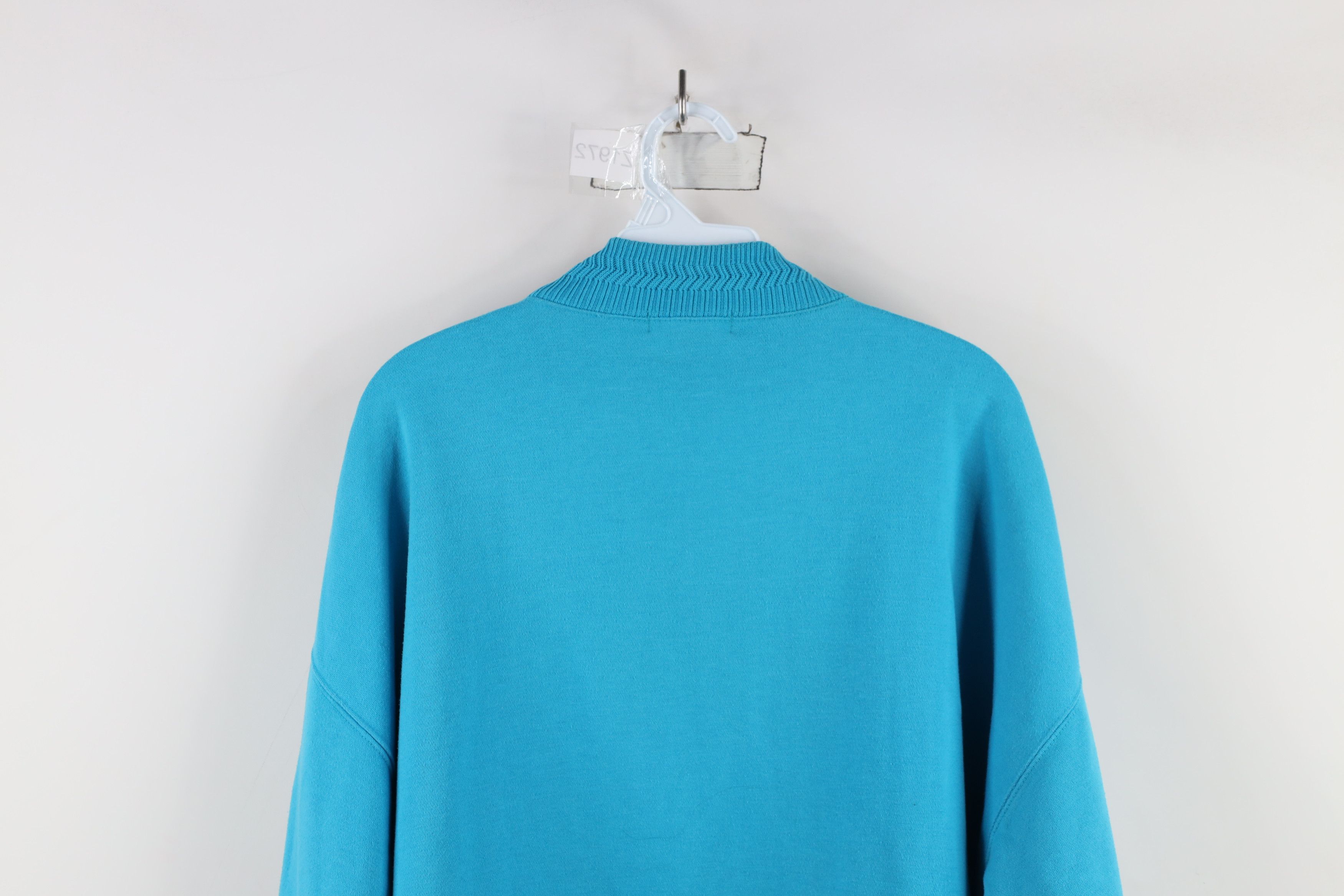 Vintage Vintage 90s Streetwear Blank Mock Neck Sweatshirt Blue Size US L / EU 52-54 / 3 - 11 Thumbnail