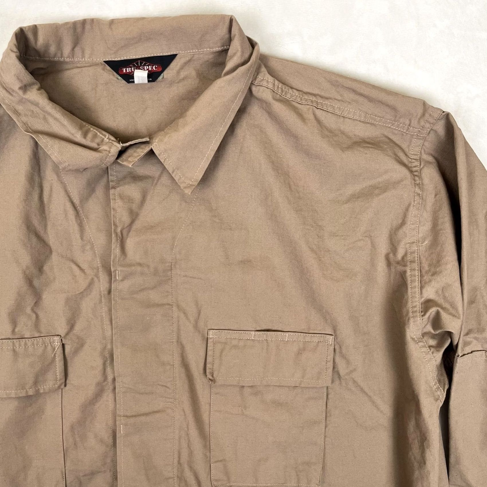 Vintage TRU-SPEC Jacket Mens 3XL Brown Canvas Military Field Shirt Utility Workwear Size US XXL / EU 58 / 5 - 2 Thumbnail