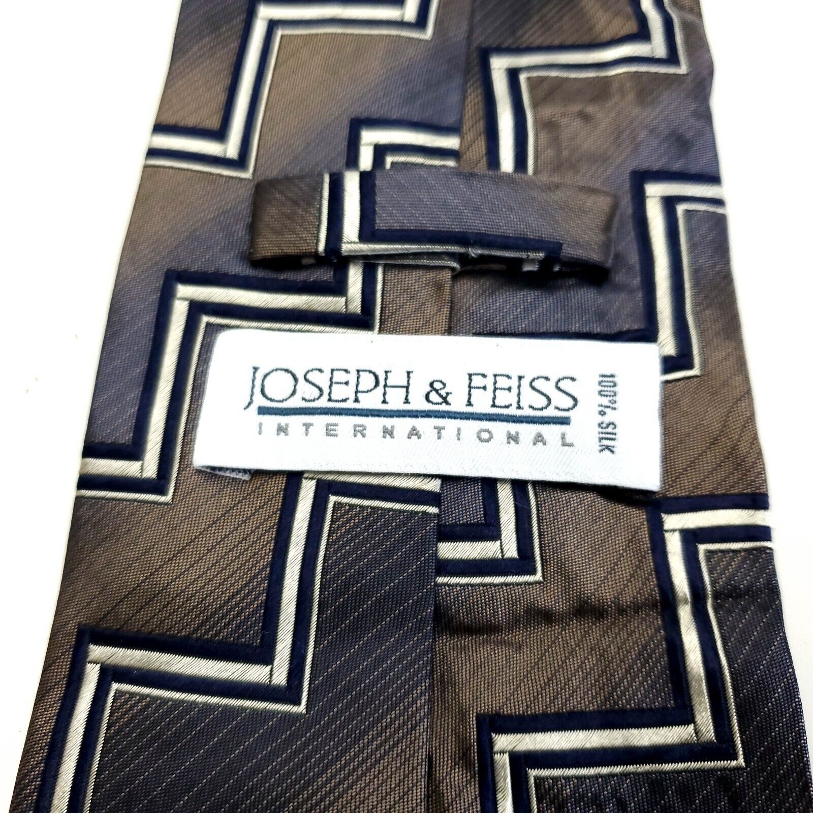 Joseph & Feiss Joseph & Feiss Brown Gray Woven Wide Abstract Silk Tie Size ONE SIZE - 3 Thumbnail