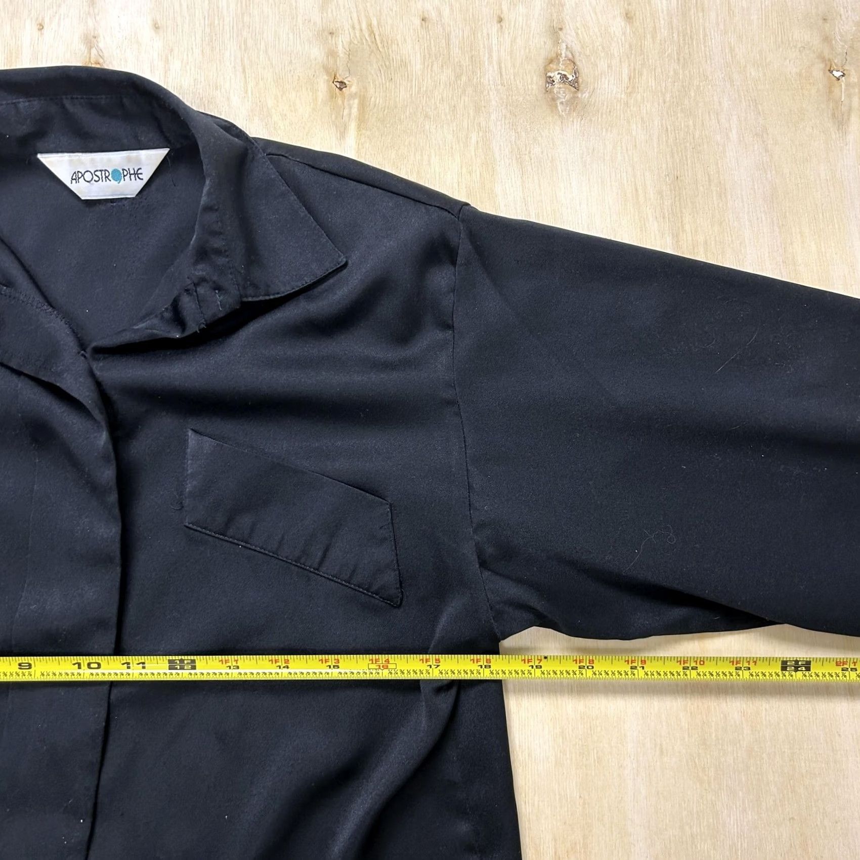 Vintage VINTAGE Apostrophe Blouse Womens Medium Black Collared Long Sleeve Button Up Top Size M / US 6-8 / IT 42-44 - 6 Thumbnail