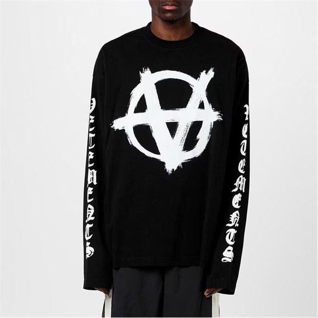 Vetements o1g2r1mq0824 Double Anarchy Long Sleeve T-Shirt Black White Size US XS / EU 42 / 0 - 3 Thumbnail