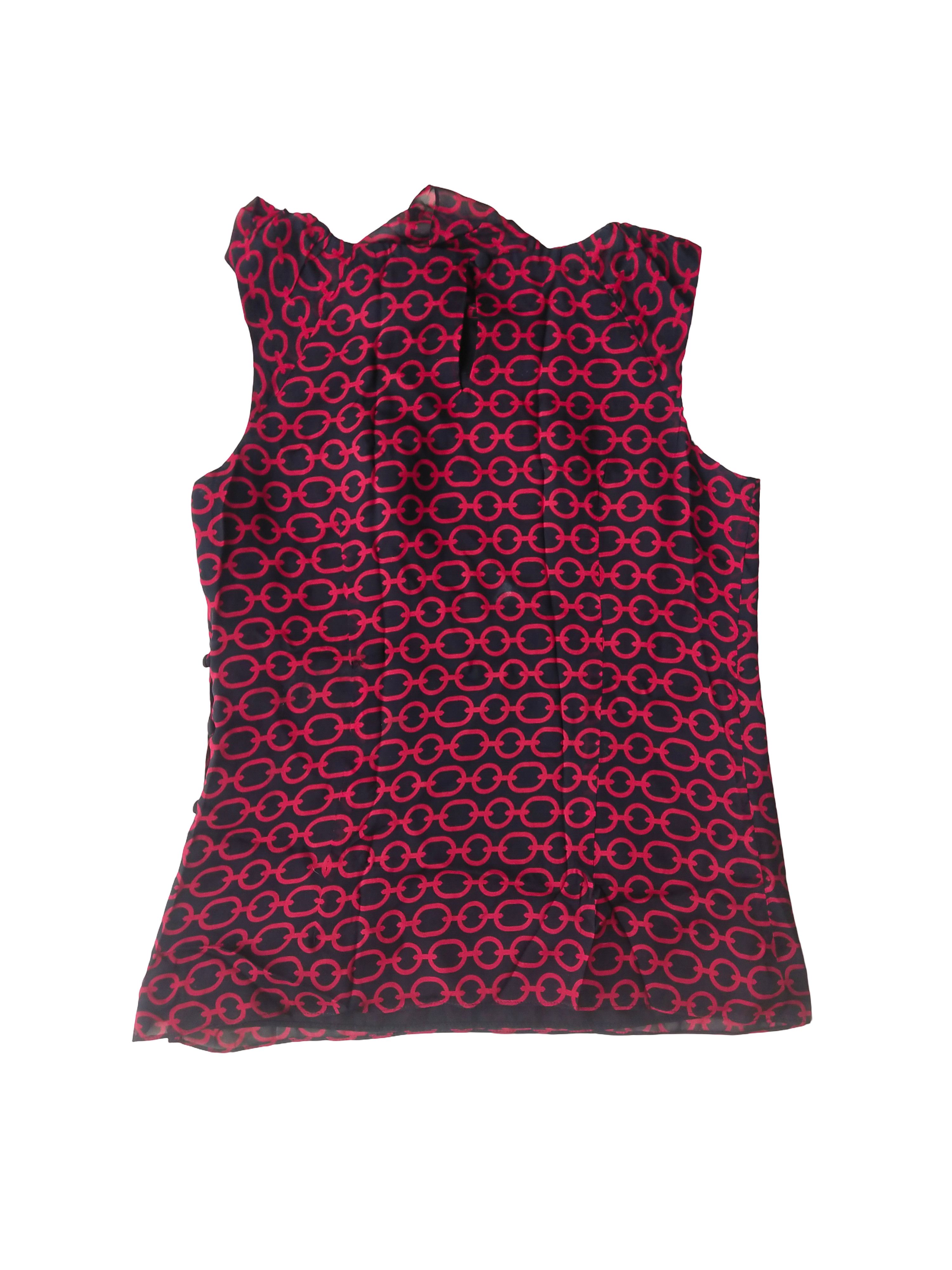 MILLY Milly of New York Silk Red Chain Print Ruffle Blouse Top Size S / US 4 / IT 40 - 4 Thumbnail