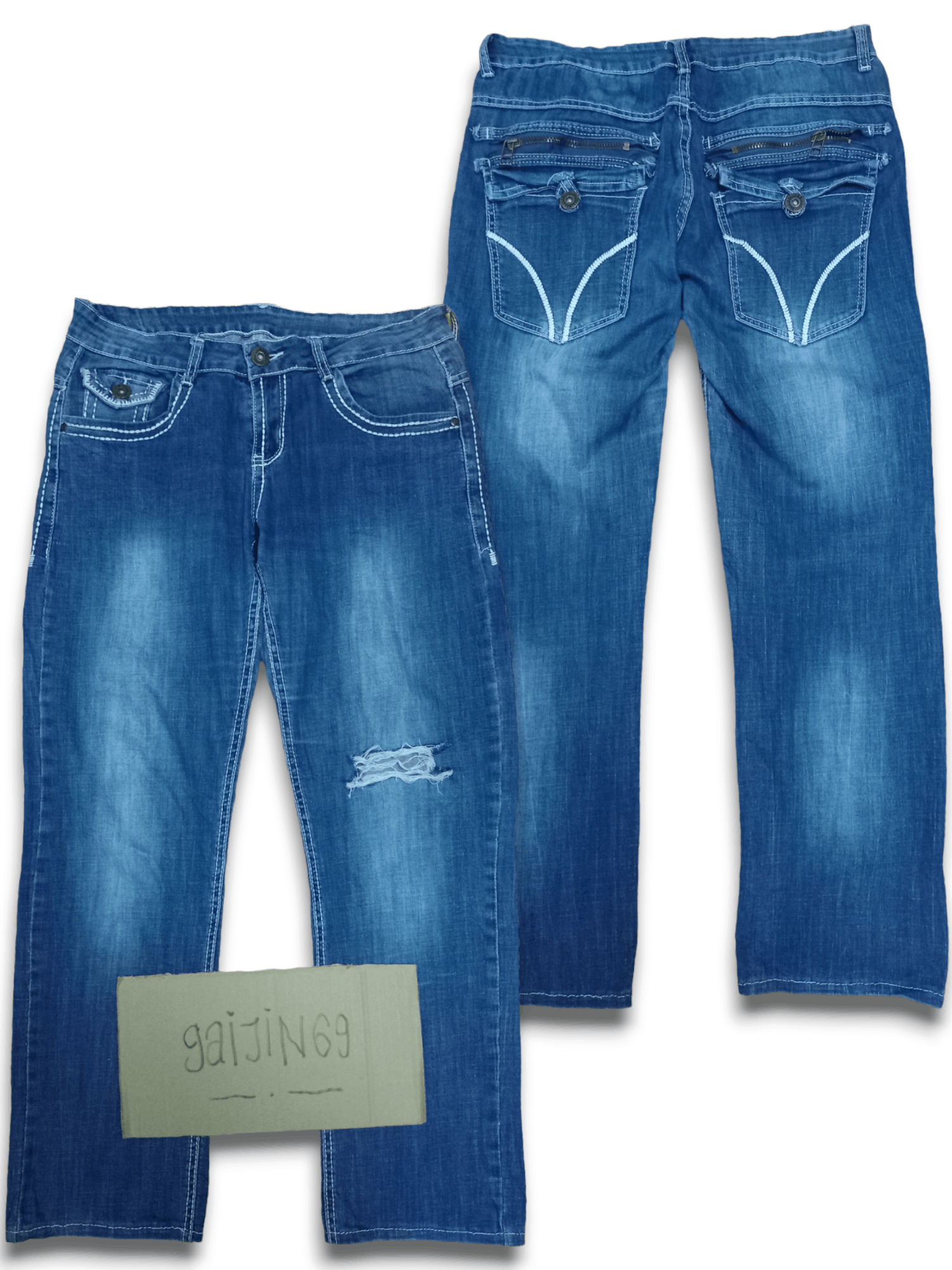 image of Archival Clothing Need Gone Vintage Distressed Denim Pants in Blue, Men's (Size 30)