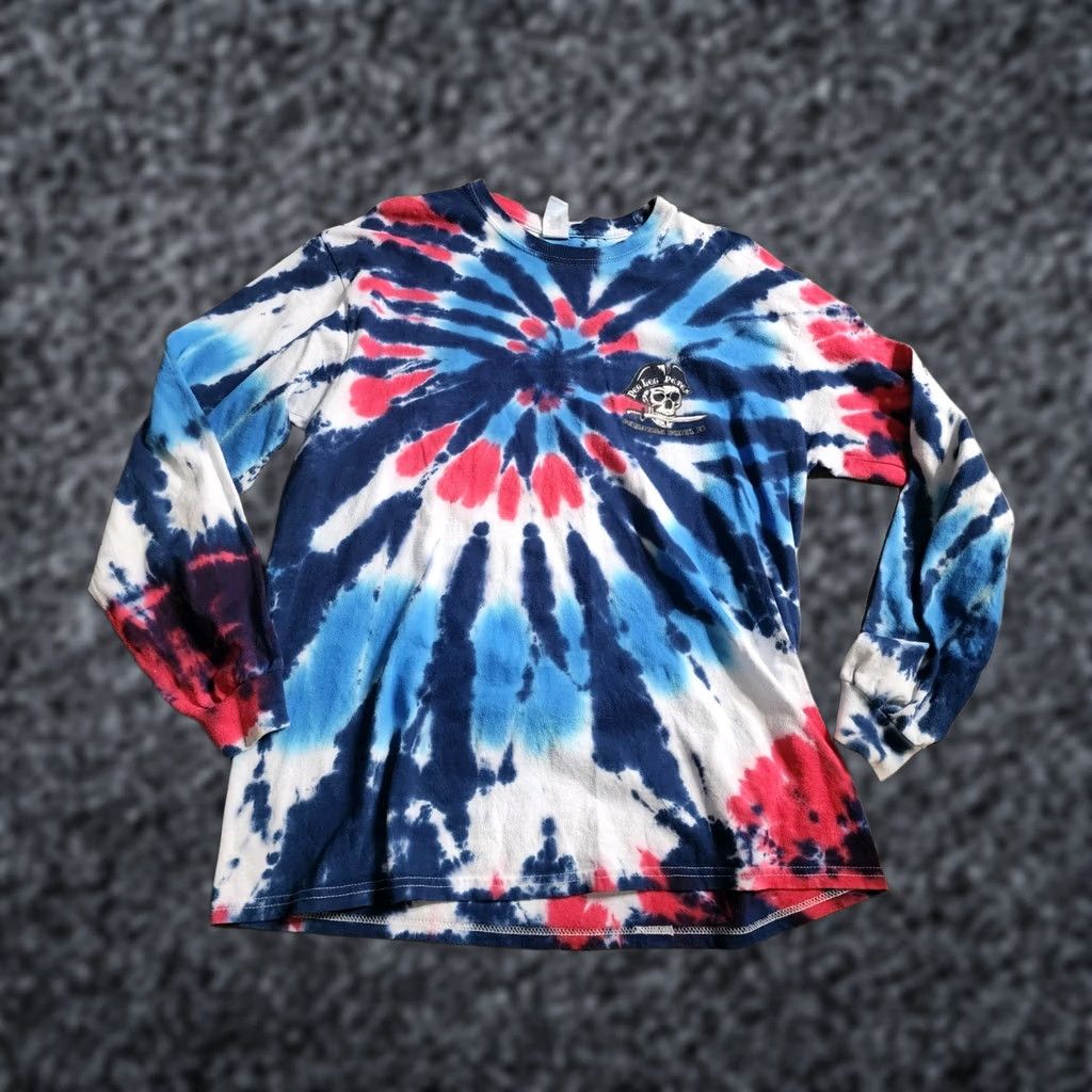 Gildan Gildan Mens T-Shirt Long Sleeve Crew Neck Tie Dye Pirate Skull 2 Sided Multicolor Size US L / EU 52-54 / 3 - 1 Thumbnail